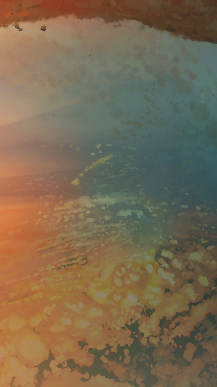 Обои красный цвет, Апельсин, акварельные краски, живопись, атмосфера в разрешении 720x1280