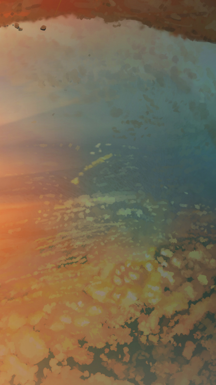 Обои красный цвет, Апельсин, акварельные краски, живопись, атмосфера в разрешении 750x1334