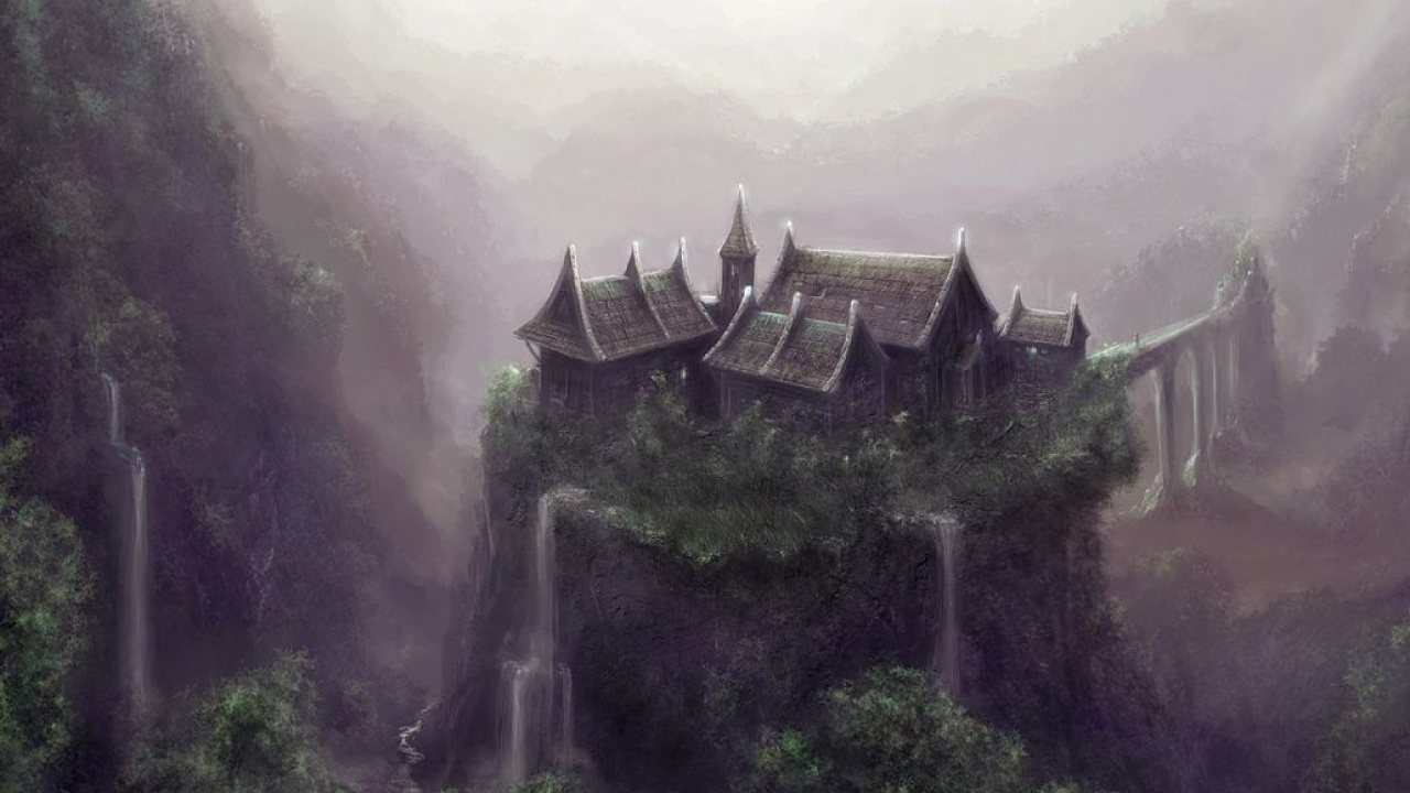 Обои фантастический пейзаж, пейзаж, пейзажная живопись, фэнтези, живопись в разрешении 1280x720