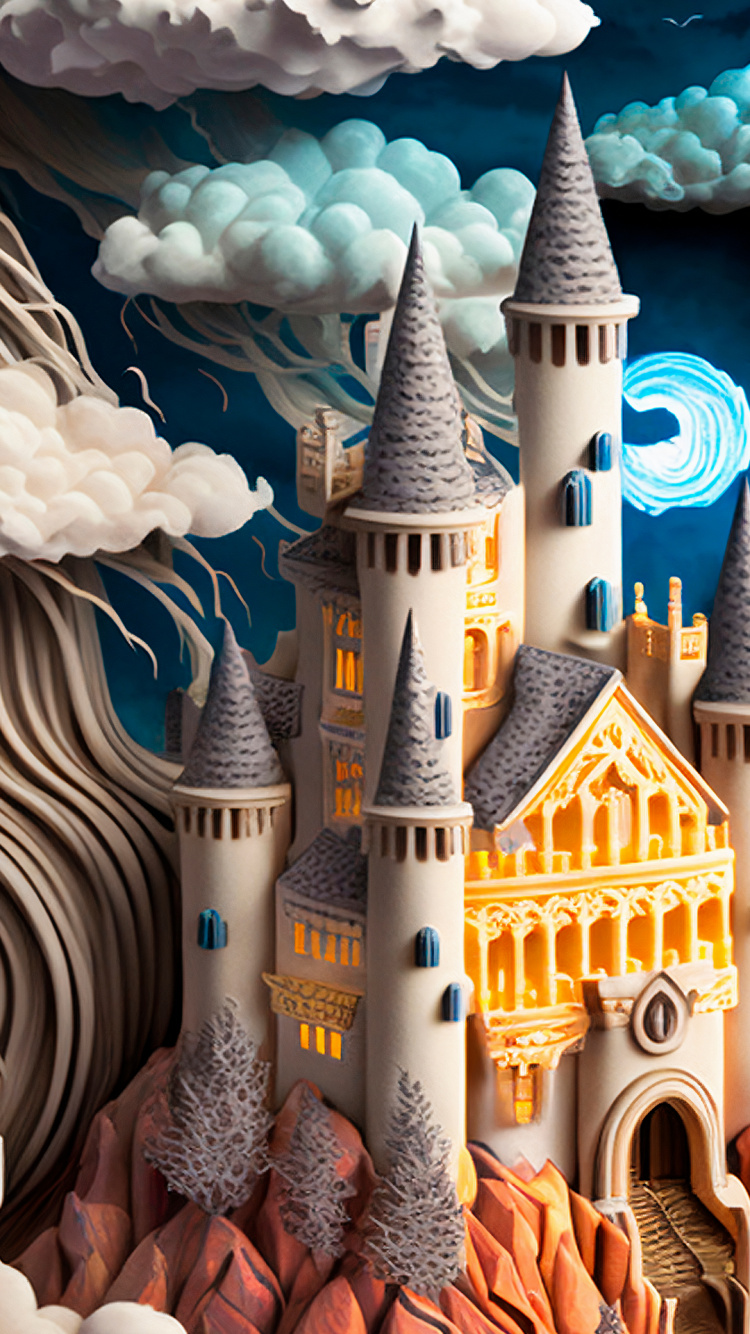 Обои Уолт Дисней, disney logo, графика, здание, окно в разрешении 750x1334