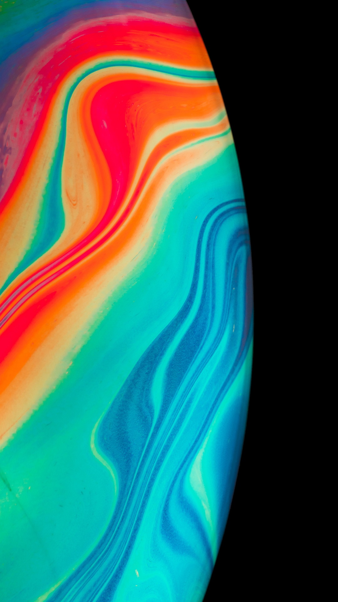 Обои Оранжевый цвет, арт, акриловая краска, жидкий, вода в разрешении 1080x1920