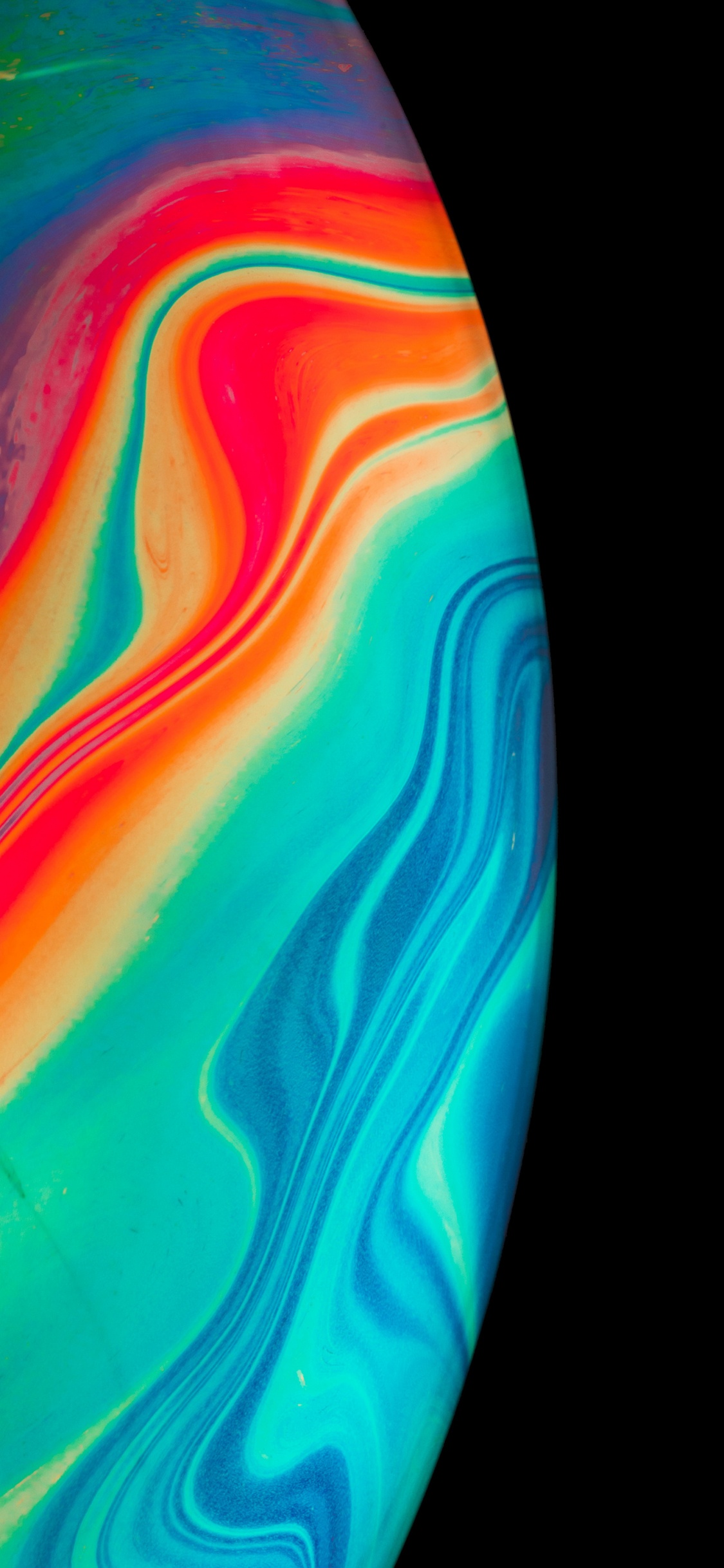 Обои Оранжевый цвет, арт, акриловая краска, жидкий, вода в разрешении 1125x2436