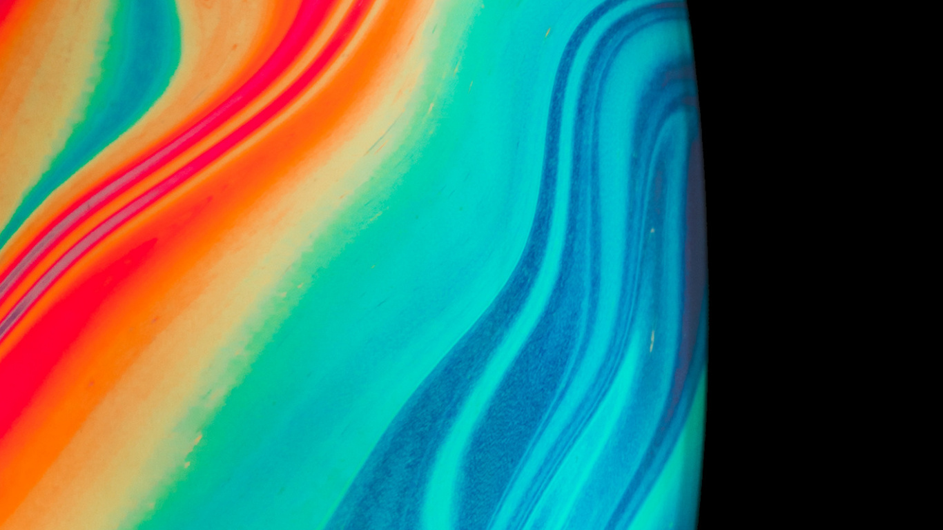 Обои Оранжевый цвет, арт, акриловая краска, жидкий, вода в разрешении 1366x768