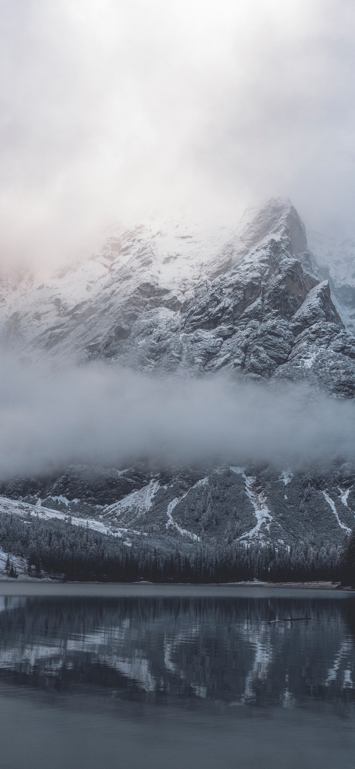 Обои небо, озеро, зима, океан, Черный Белый - М в разрешении 1242x2688