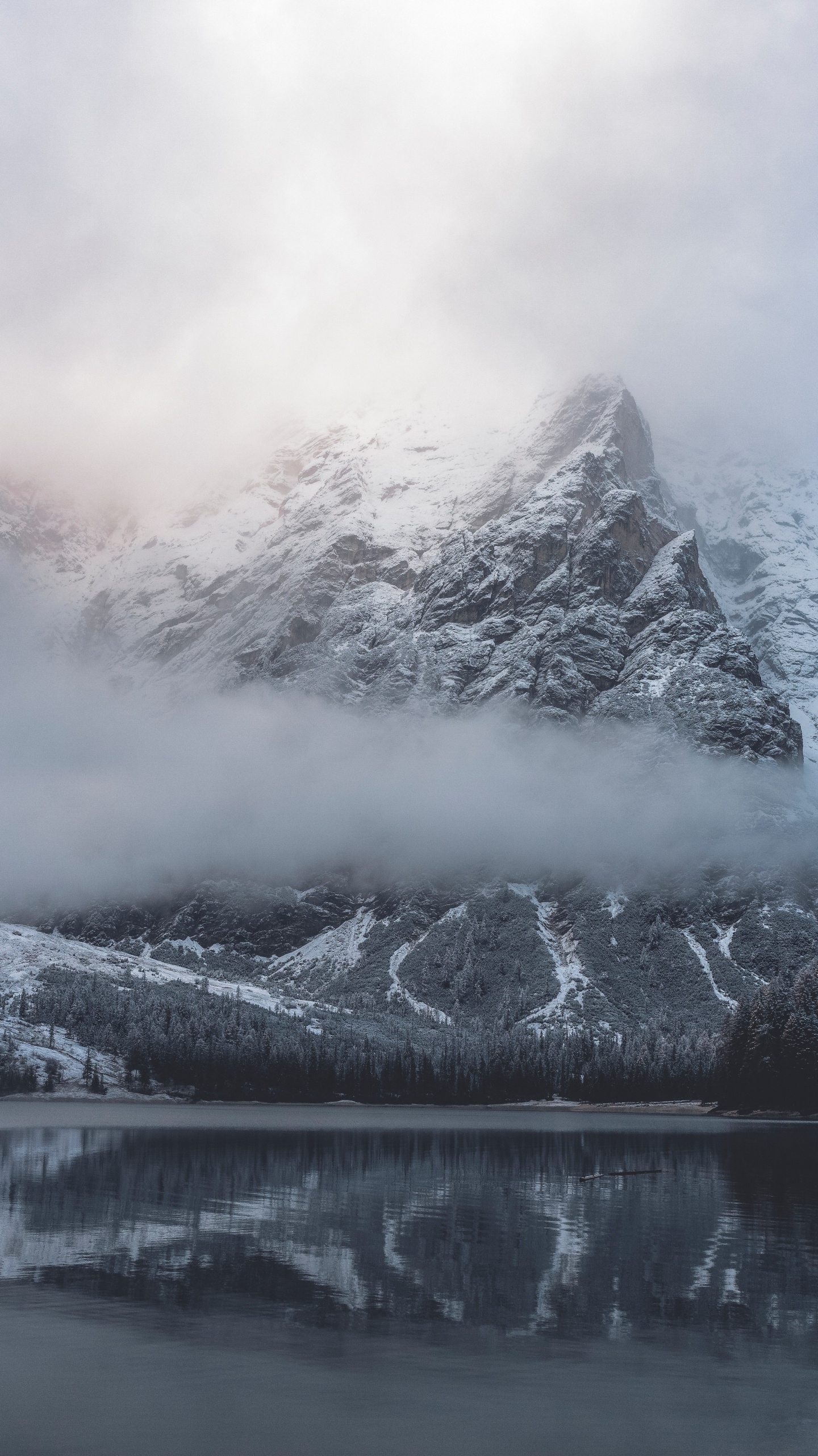 Обои небо, озеро, зима, океан, Черный Белый - М в разрешении 1440x2560