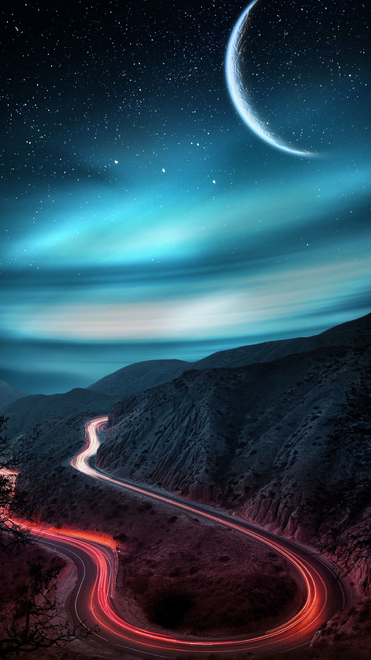 Обои природа, атмосфера, свет, луна, черный в разрешении 750x1334