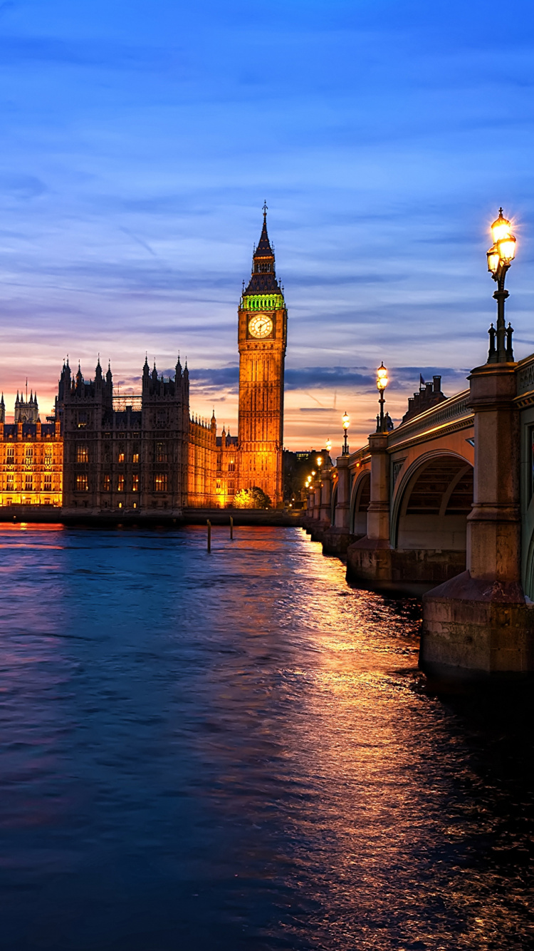 Обои здание парламента, Биг Бен, вестминстерский дворец, ориентир, реки в разрешении 750x1334