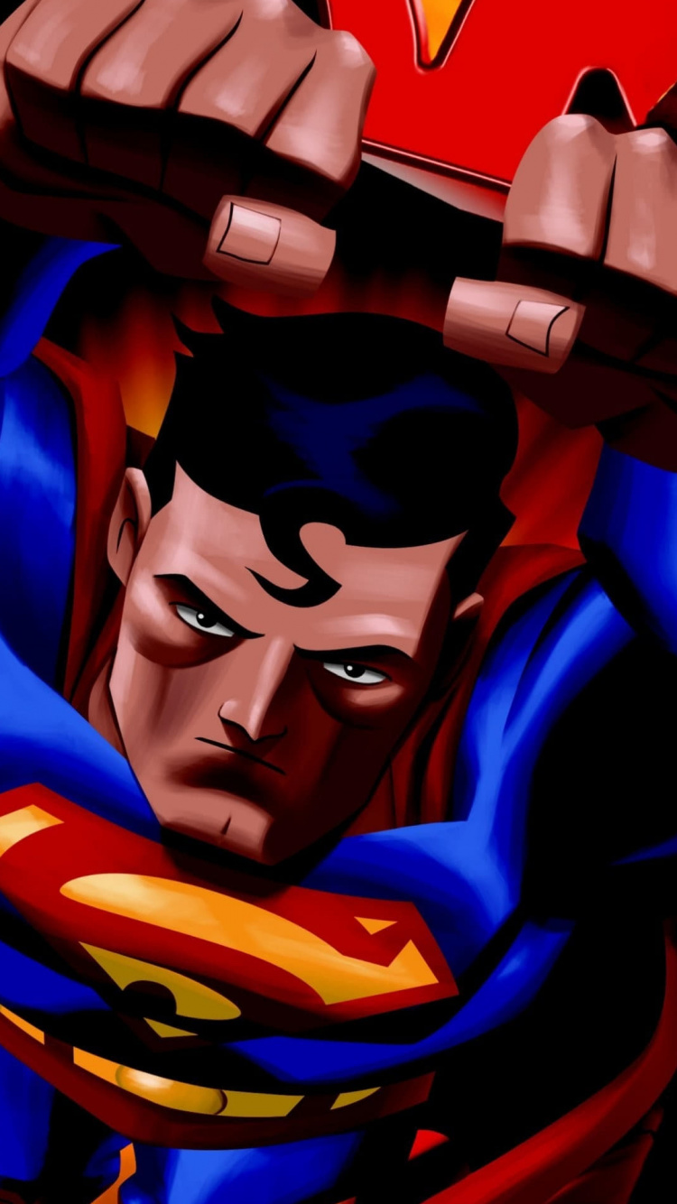 Обои Супермен, Супермен против Думсдея, супергерой, мультфильм, Лига справедливости в разрешении 750x1334