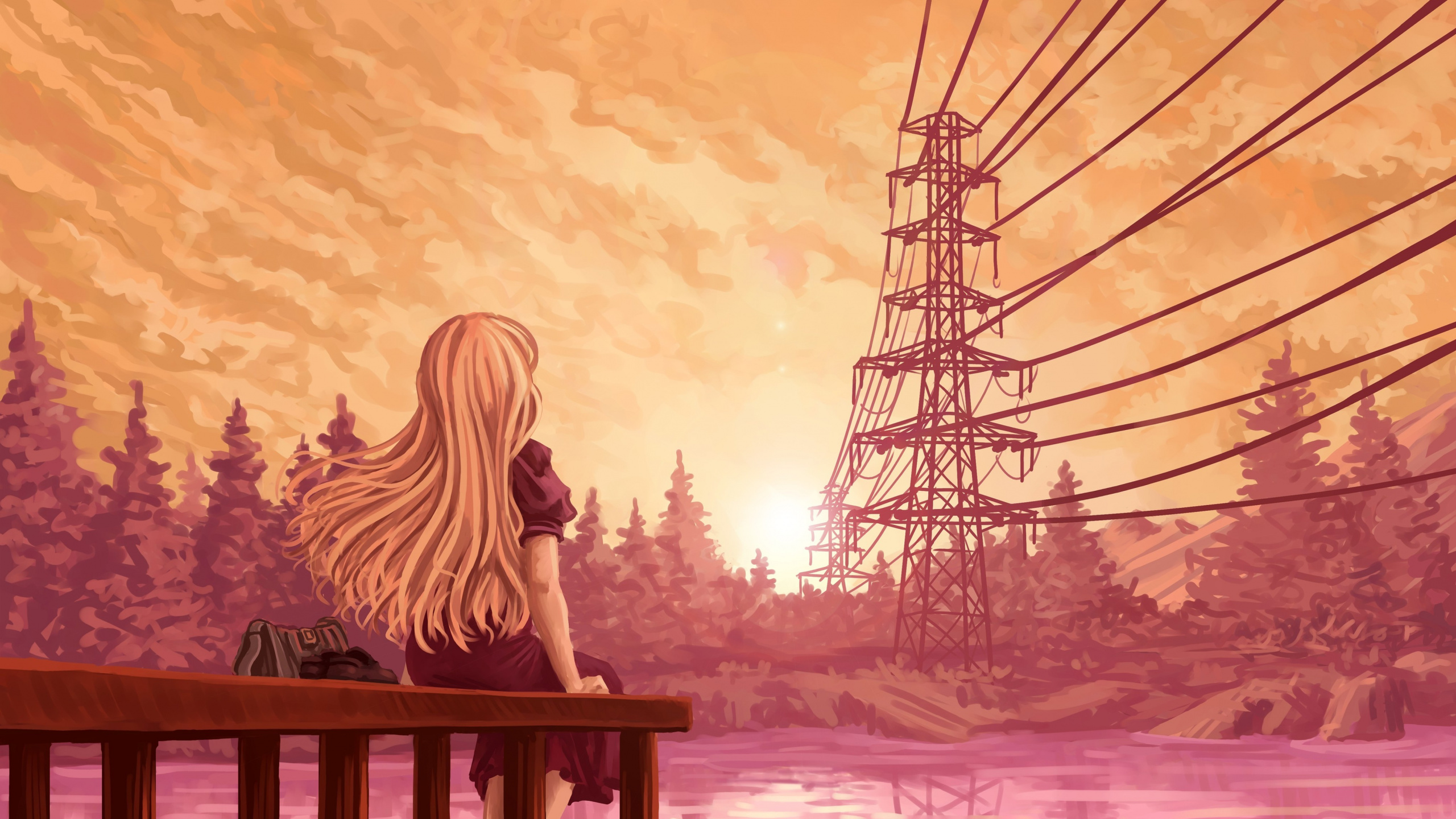 Обои электромагнитное излучение, визуальное искусство, облако, растение, природа в разрешении 2560x1440