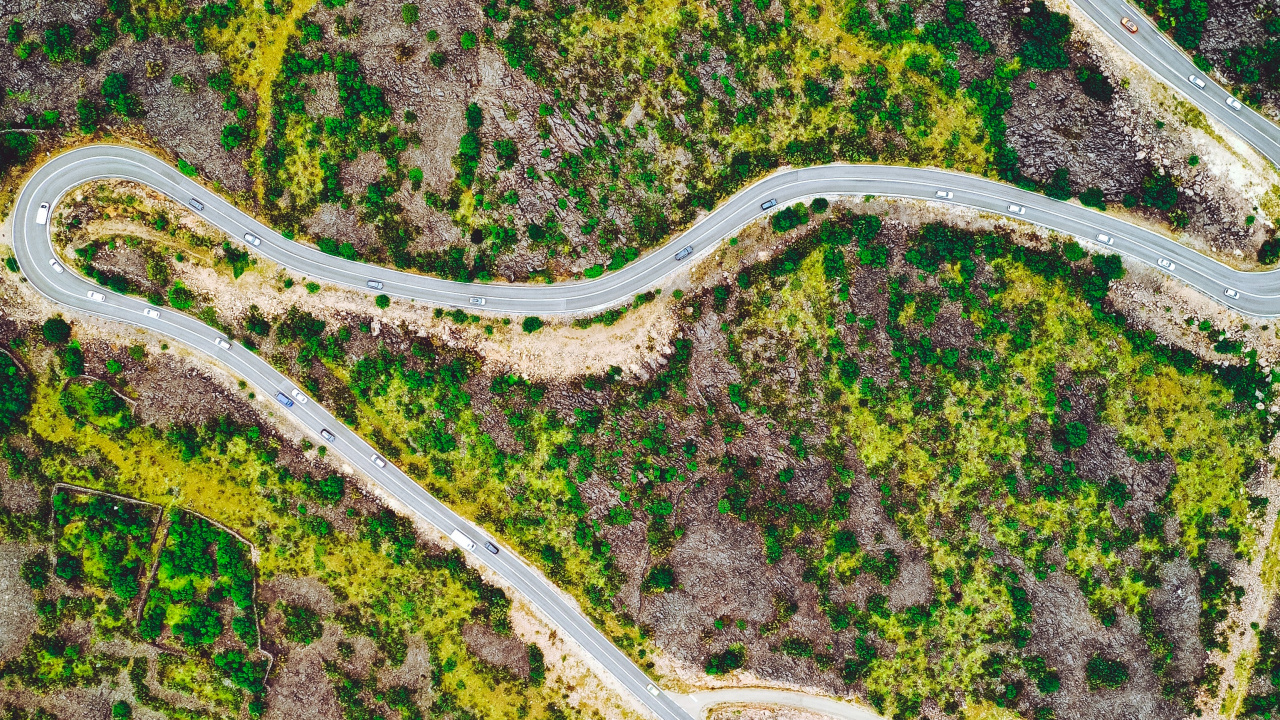 Обои дорога, водный путь, эстуарий, растение, проезд в разрешении 1280x720