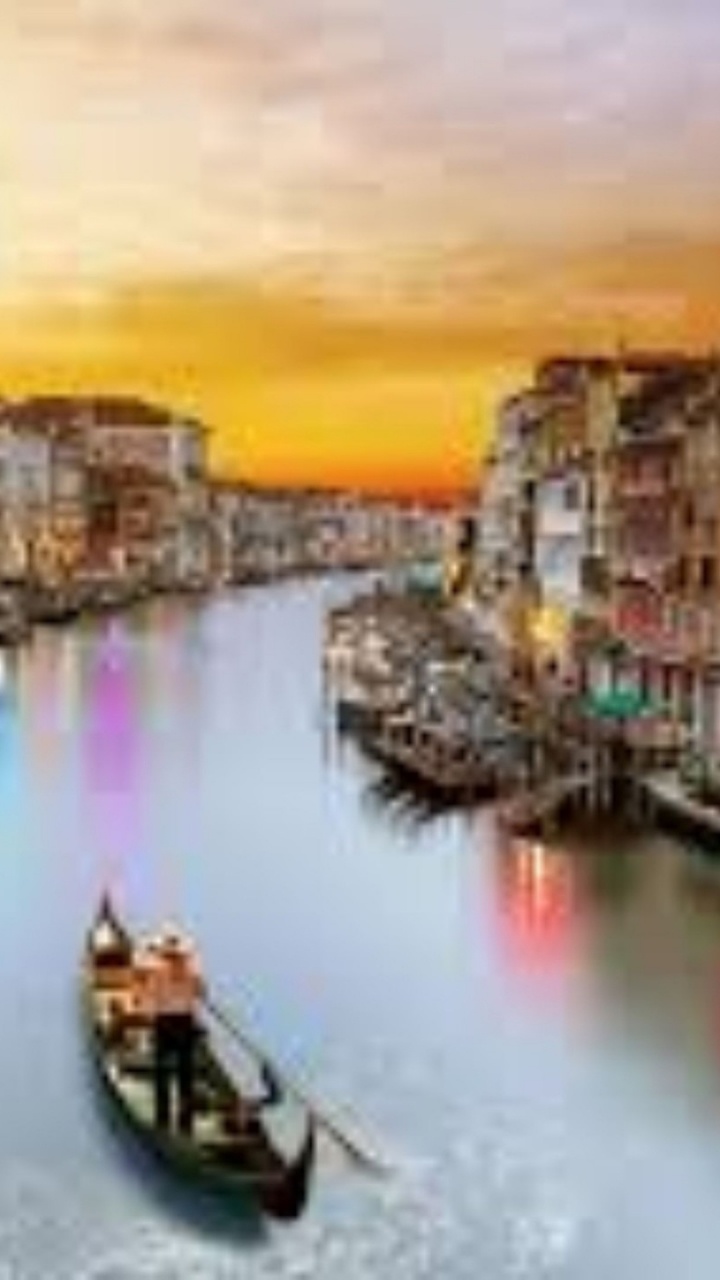 Обои Гранд-канал, мост Риальто, гондола, водный путь, канал в разрешении 720x1280