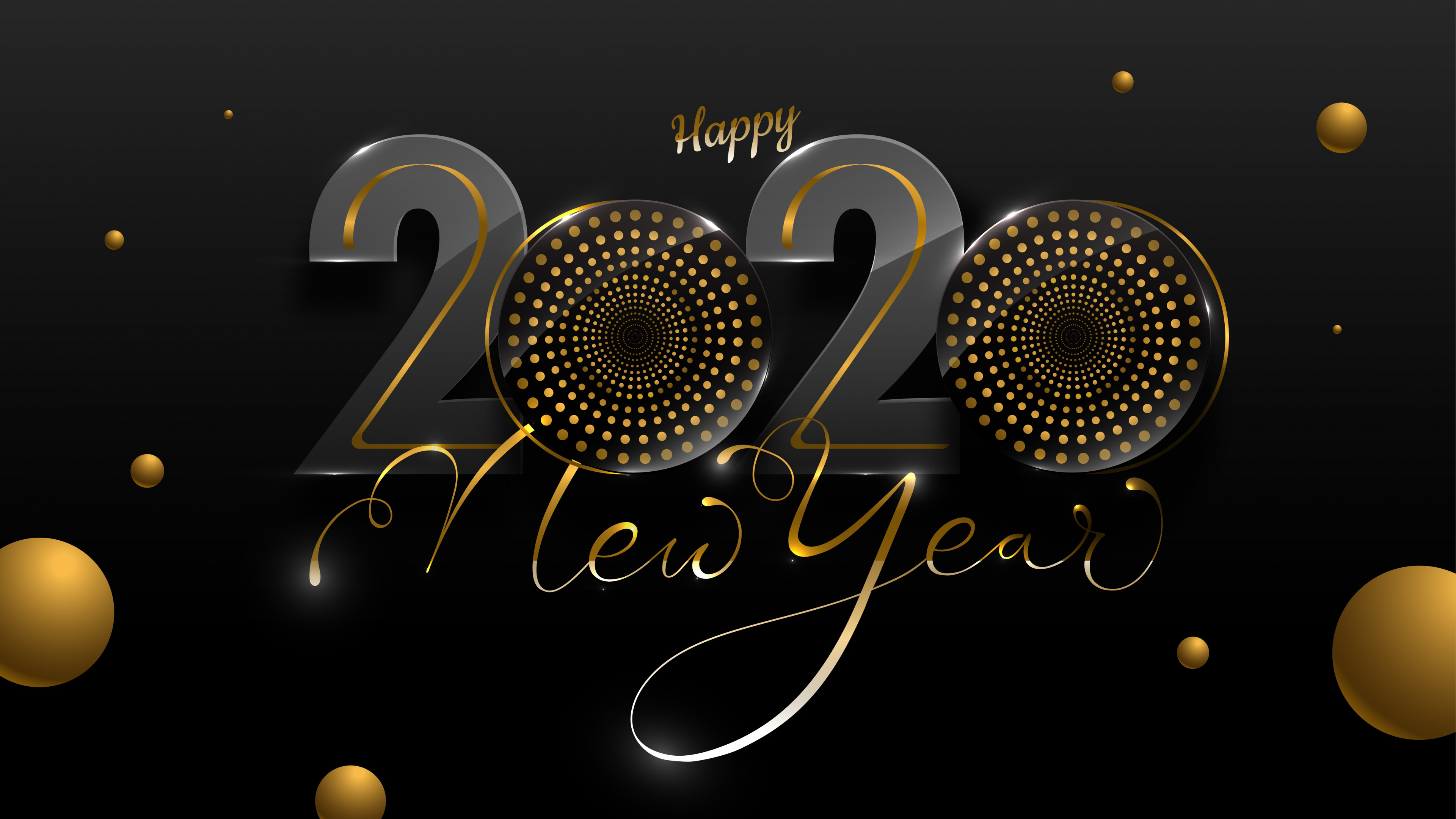 Обои Новый год, цифровое искусство, арт, золото, развлечение в разрешении 3840x2160