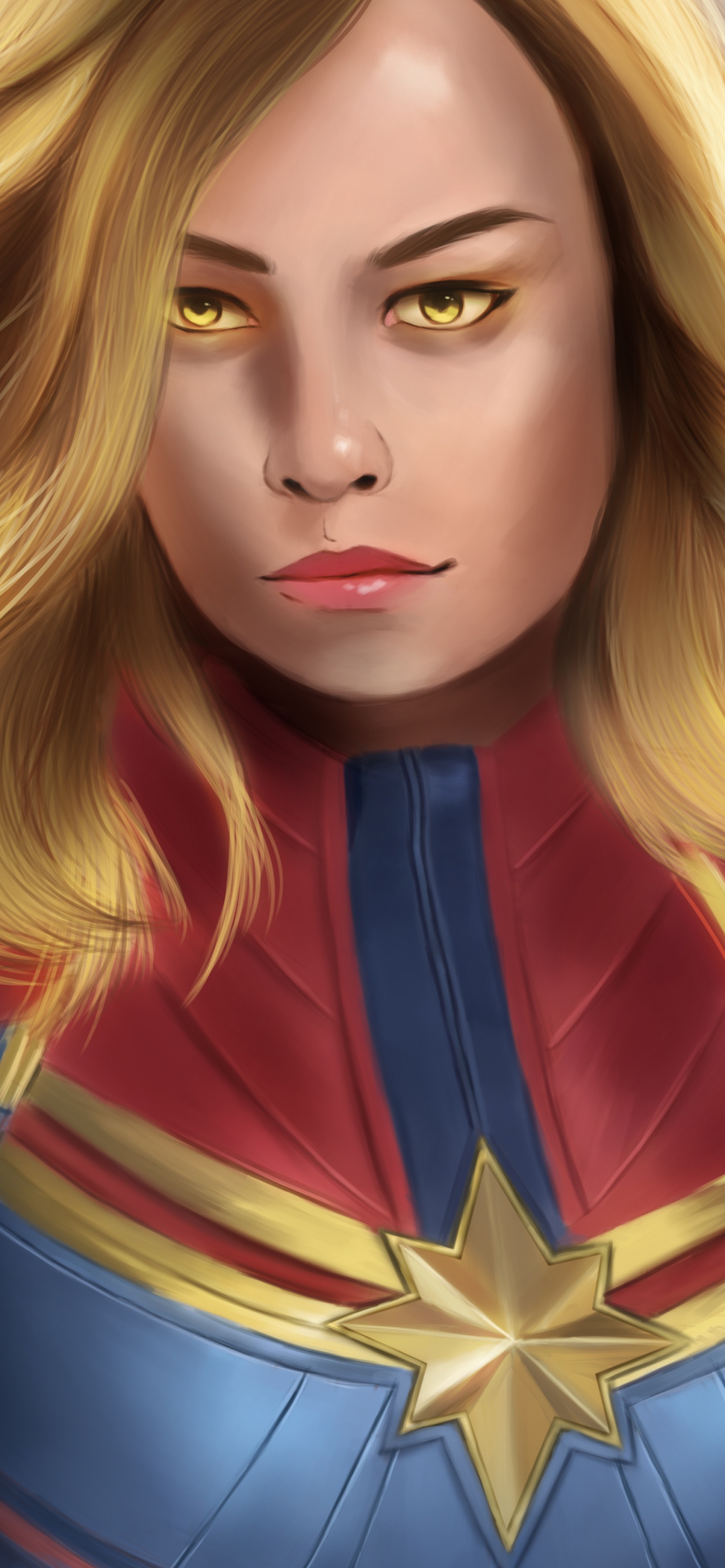 Обои произведение искусства, Капитан Марвел, супергерой, арт, артист в разрешении 1242x2688