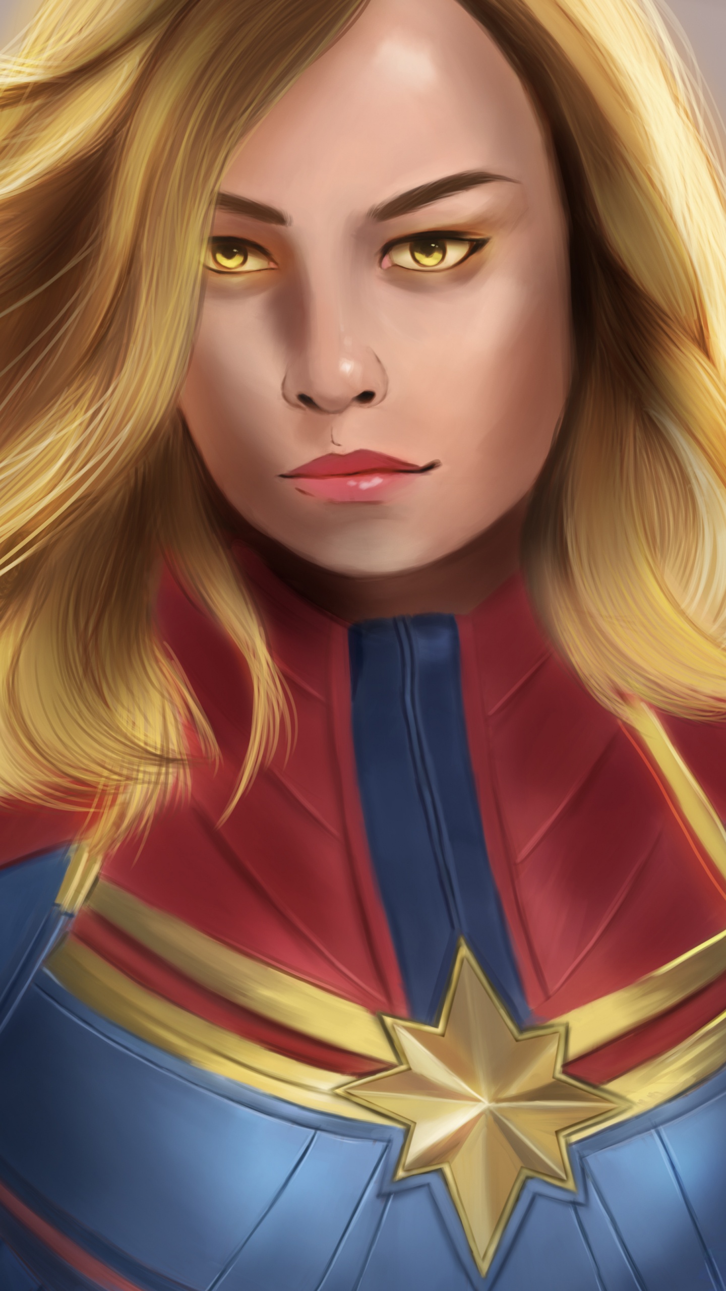 Обои произведение искусства, Капитан Марвел, супергерой, арт, артист в разрешении 1440x2560