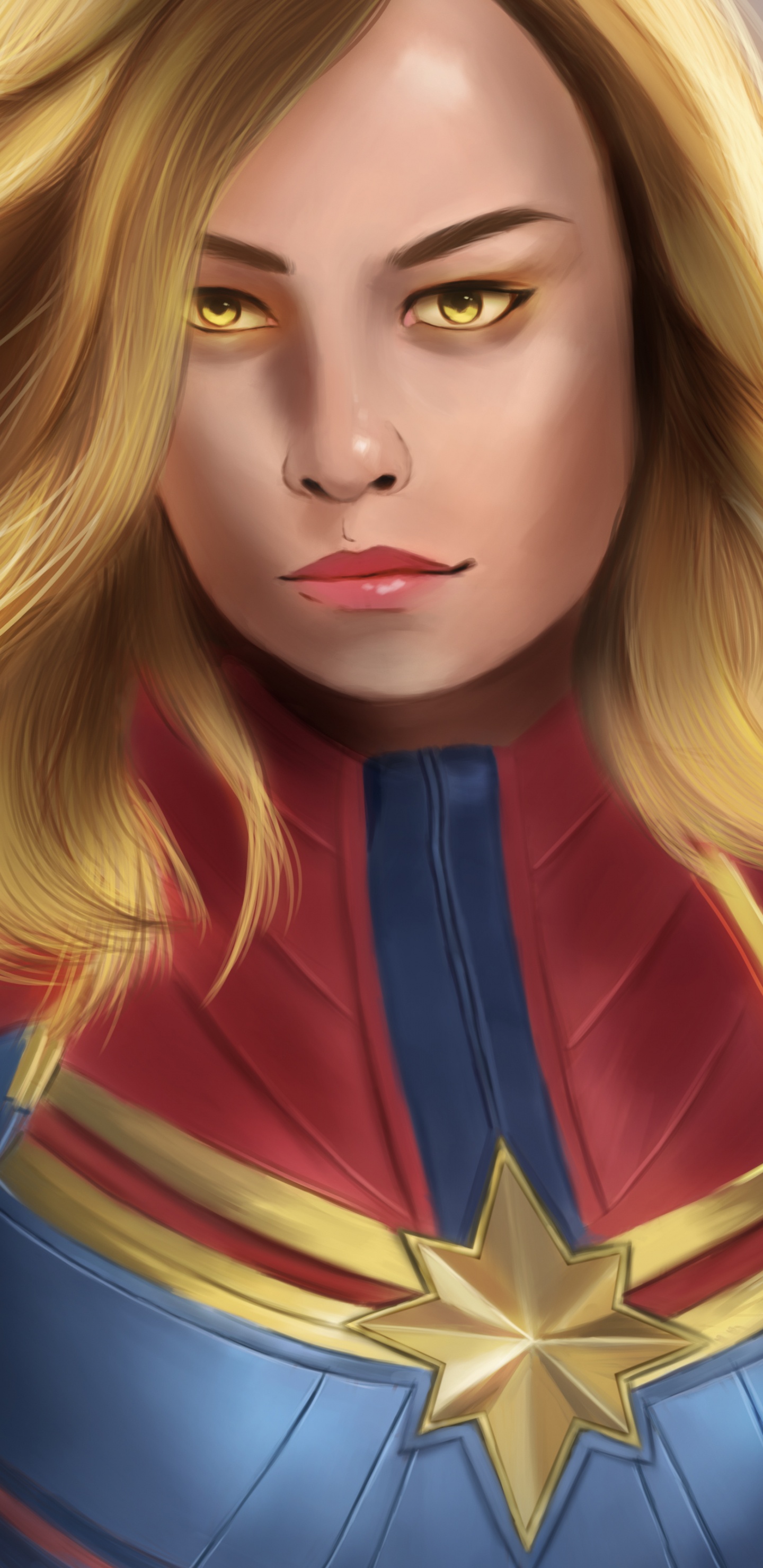Обои произведение искусства, Капитан Марвел, супергерой, арт, артист в разрешении 1440x2960
