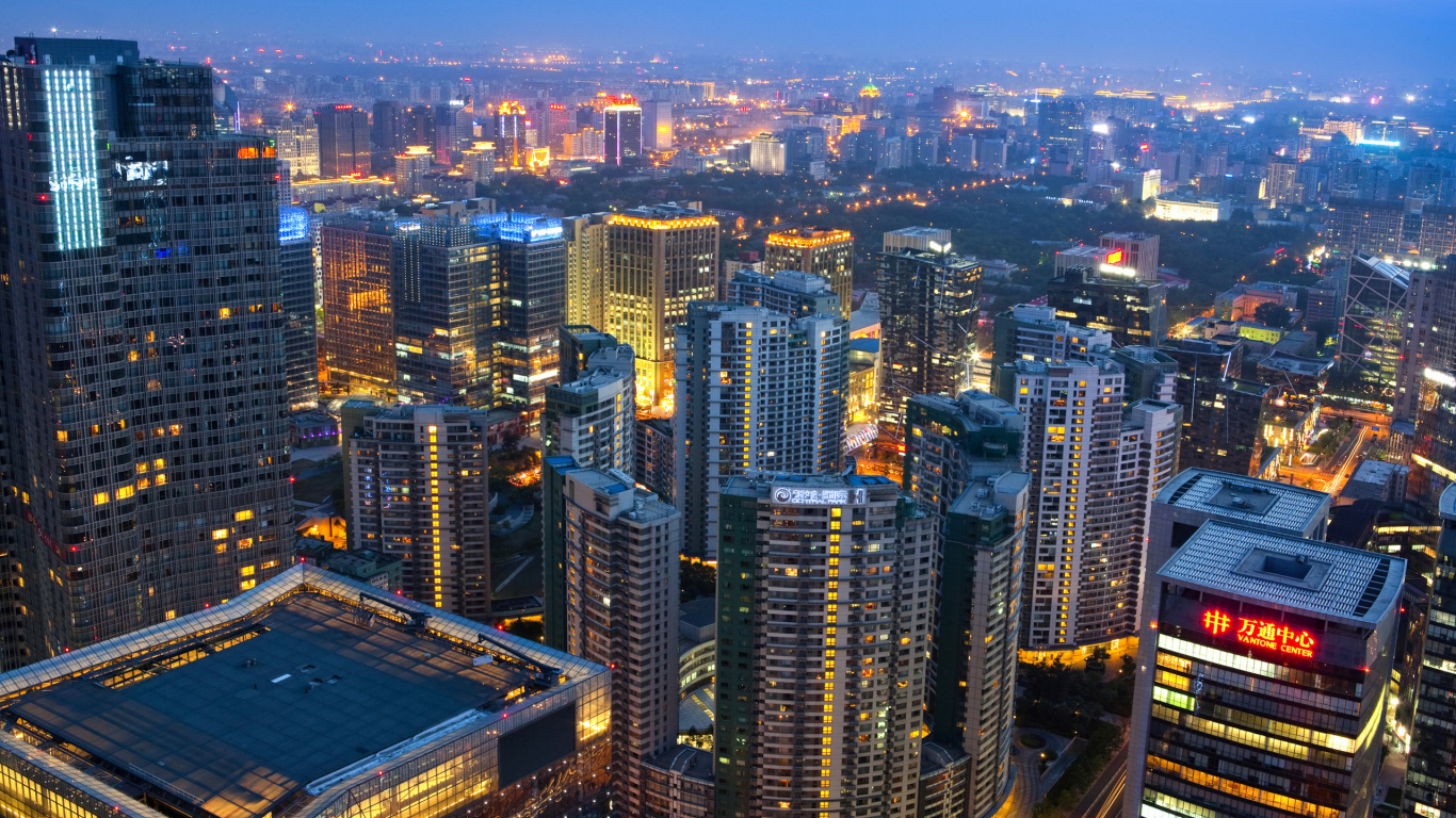 Обои городской пейзаж, город, городской район, метрополия, линия горизонта в разрешении 1366x768