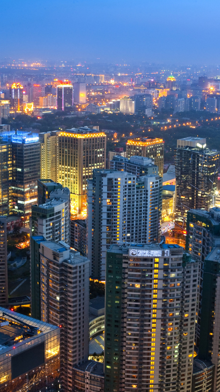 Обои городской пейзаж, город, городской район, метрополия, линия горизонта в разрешении 750x1334