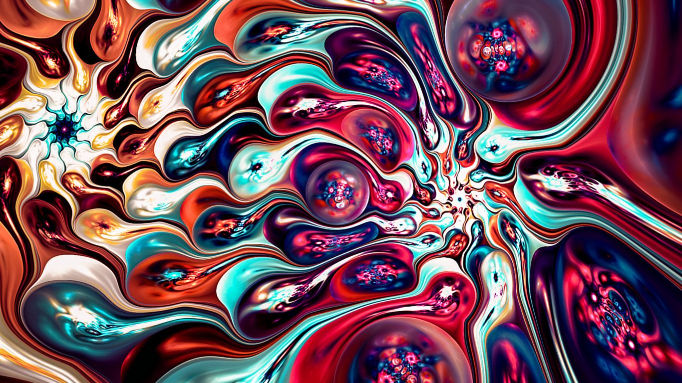 Обои цифровое искусство, фрактальное искусство, арт, фрактал, вода в разрешении 1366x768