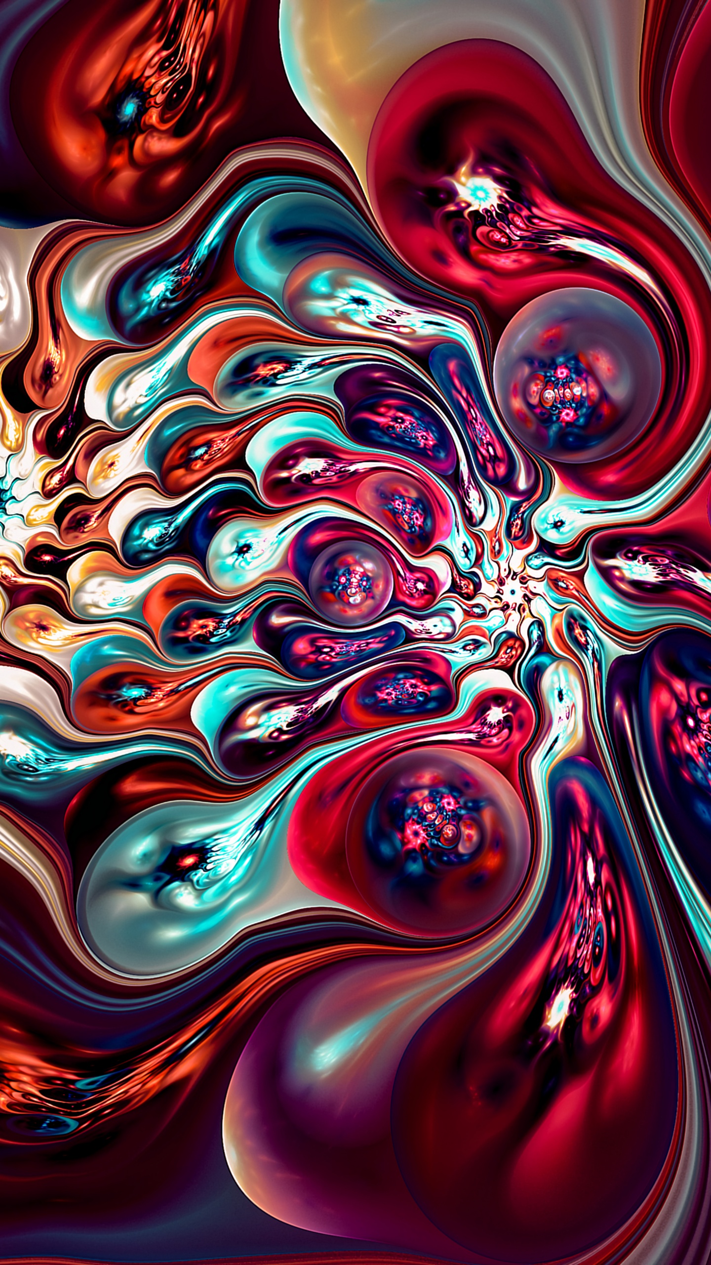 Обои цифровое искусство, фрактальное искусство, арт, фрактал, вода в разрешении 1440x2560