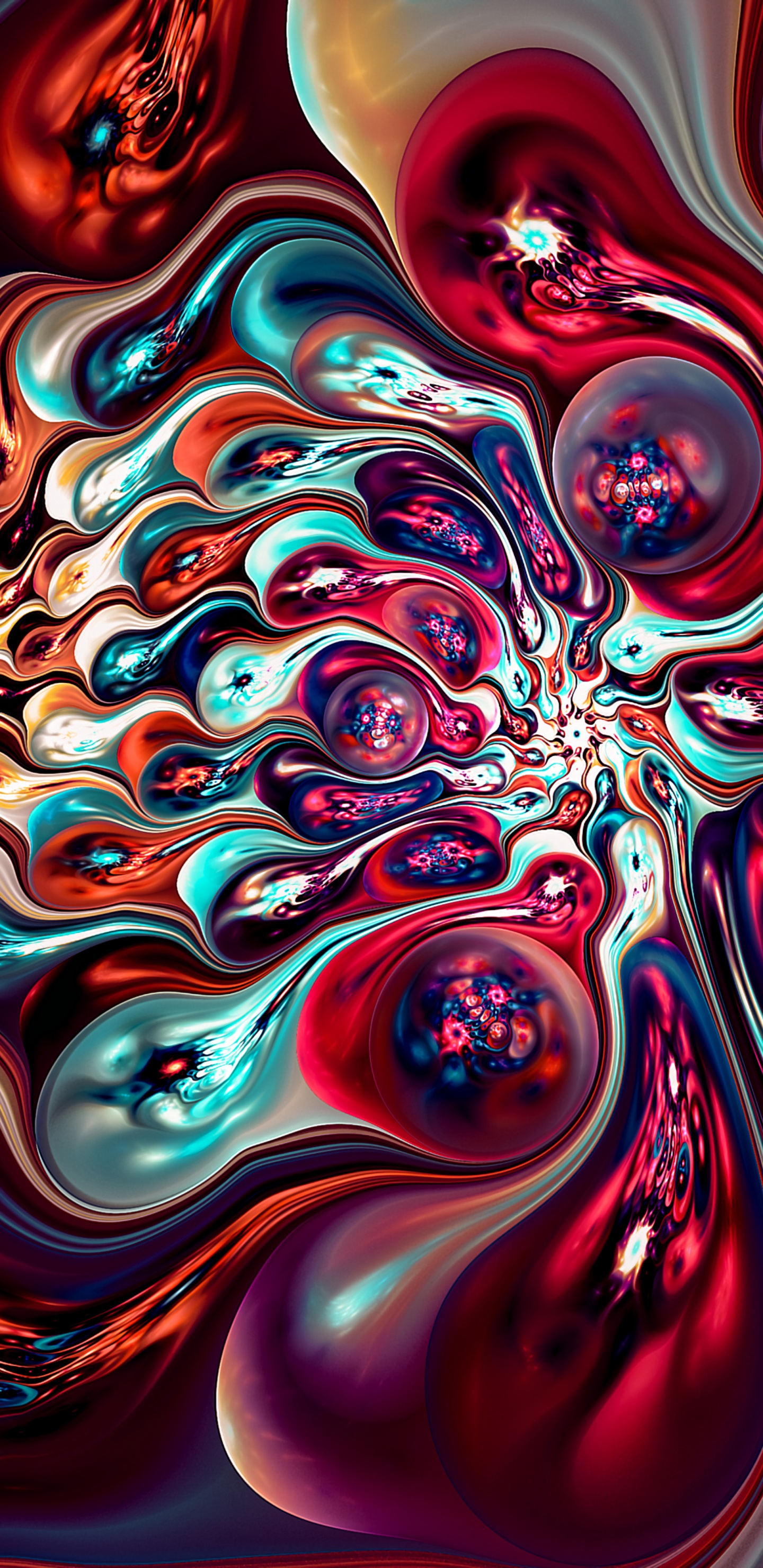 Обои цифровое искусство, фрактальное искусство, арт, фрактал, вода в разрешении 1440x2960