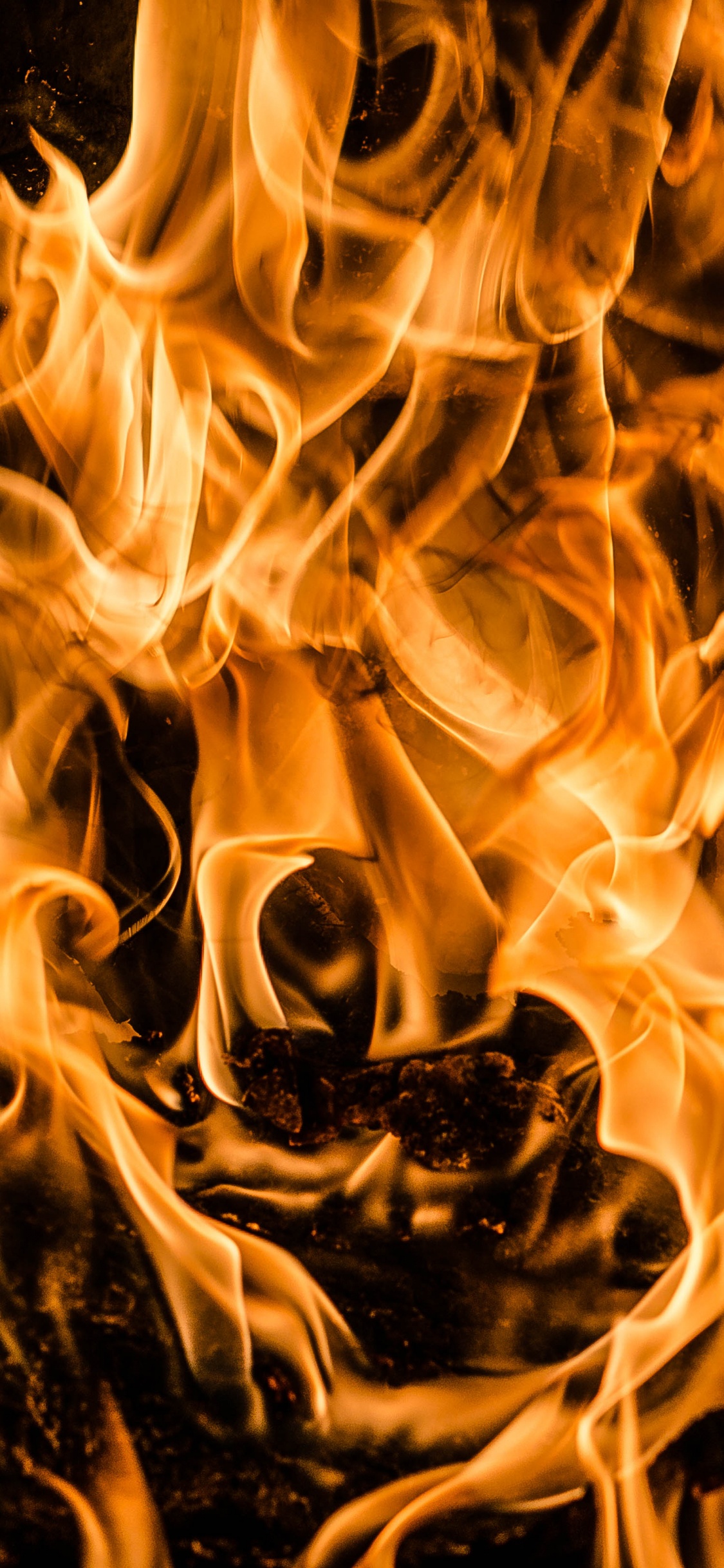 Обои пламя, огонь, тепло, костер в разрешении 1125x2436