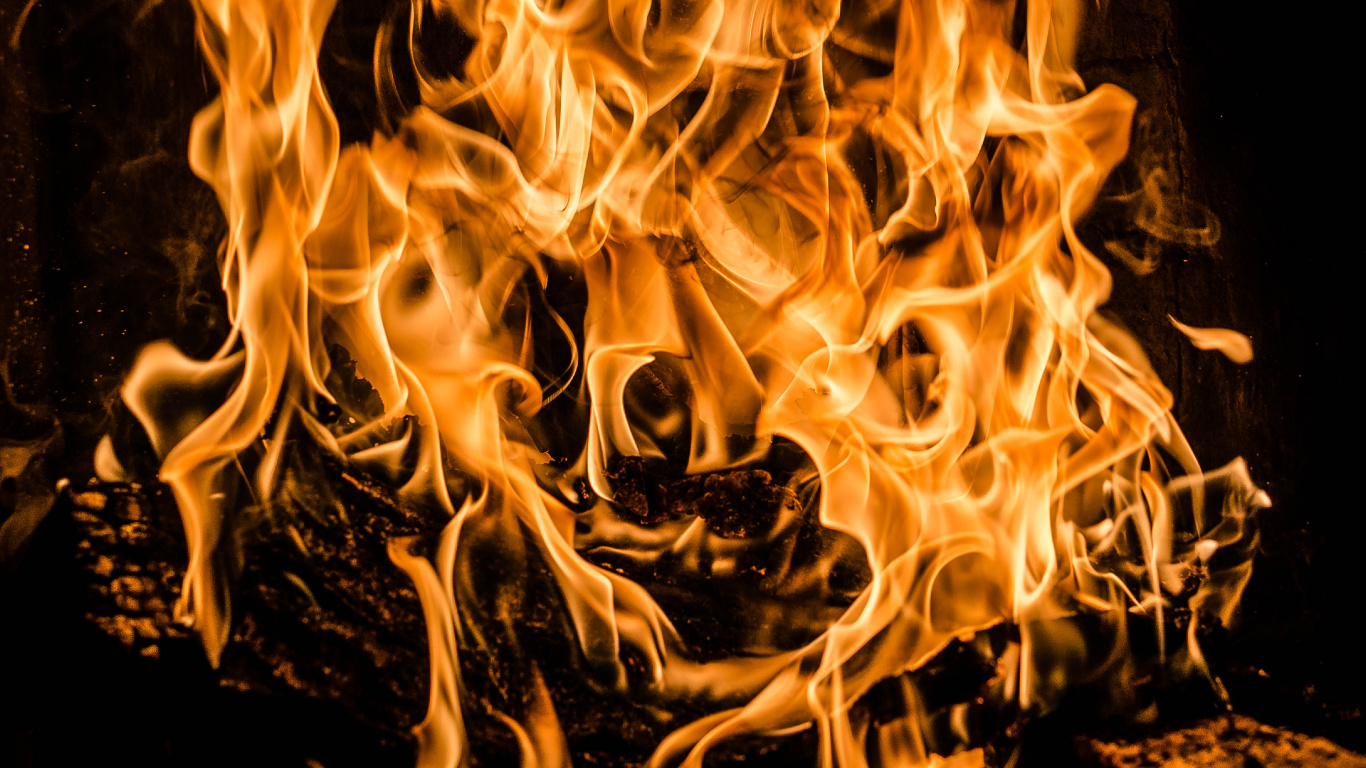 Обои пламя, огонь, тепло, костер в разрешении 1366x768
