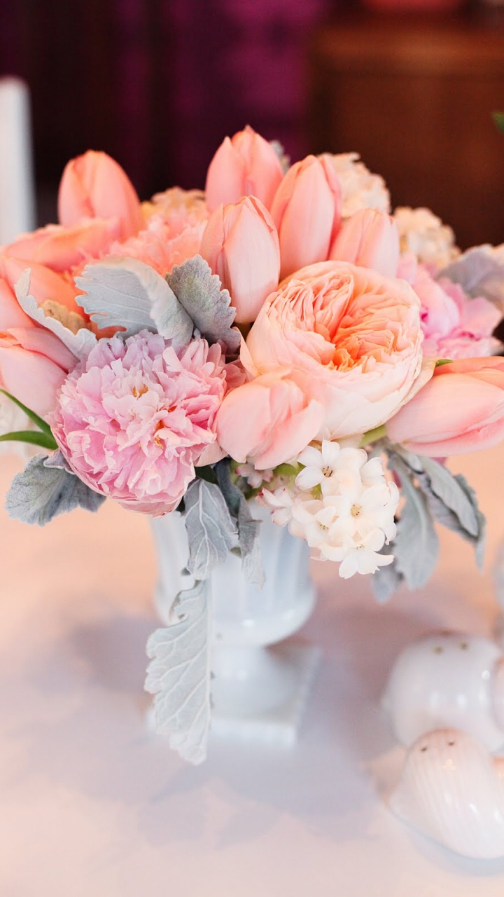 Обои цветочный дизайн, пион, цветок, свадьба, цветочный букет в разрешении 720x1280