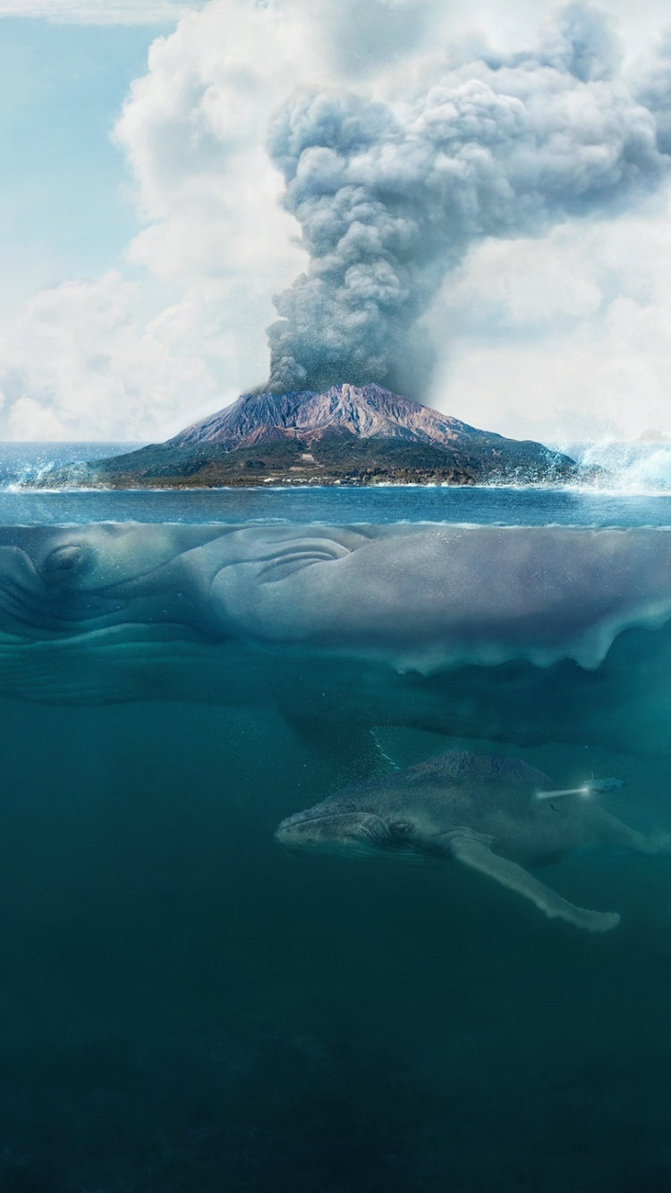 Обои океан, море, арт, морская биология, подземные воды в разрешении 750x1334