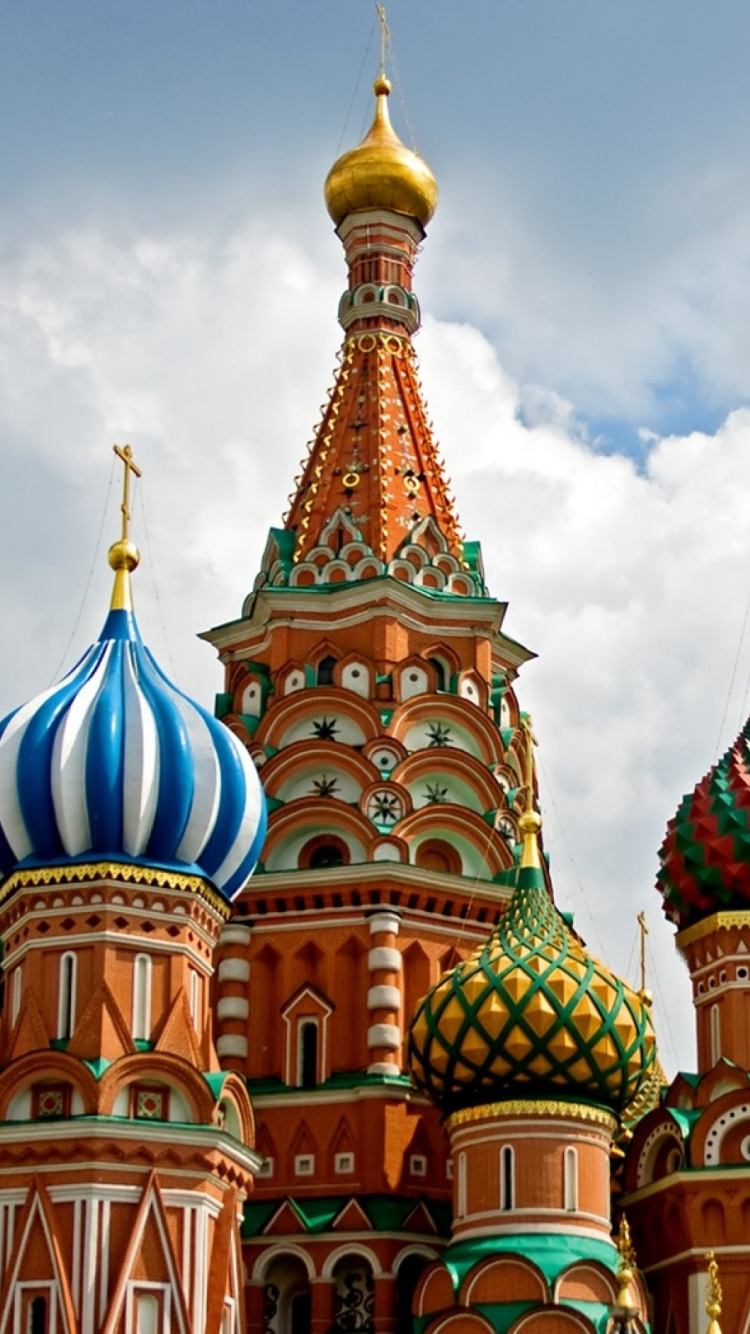 Обои собор Василия Блаженного, собор, ориентир, место поклонения, купол в разрешении 750x1334