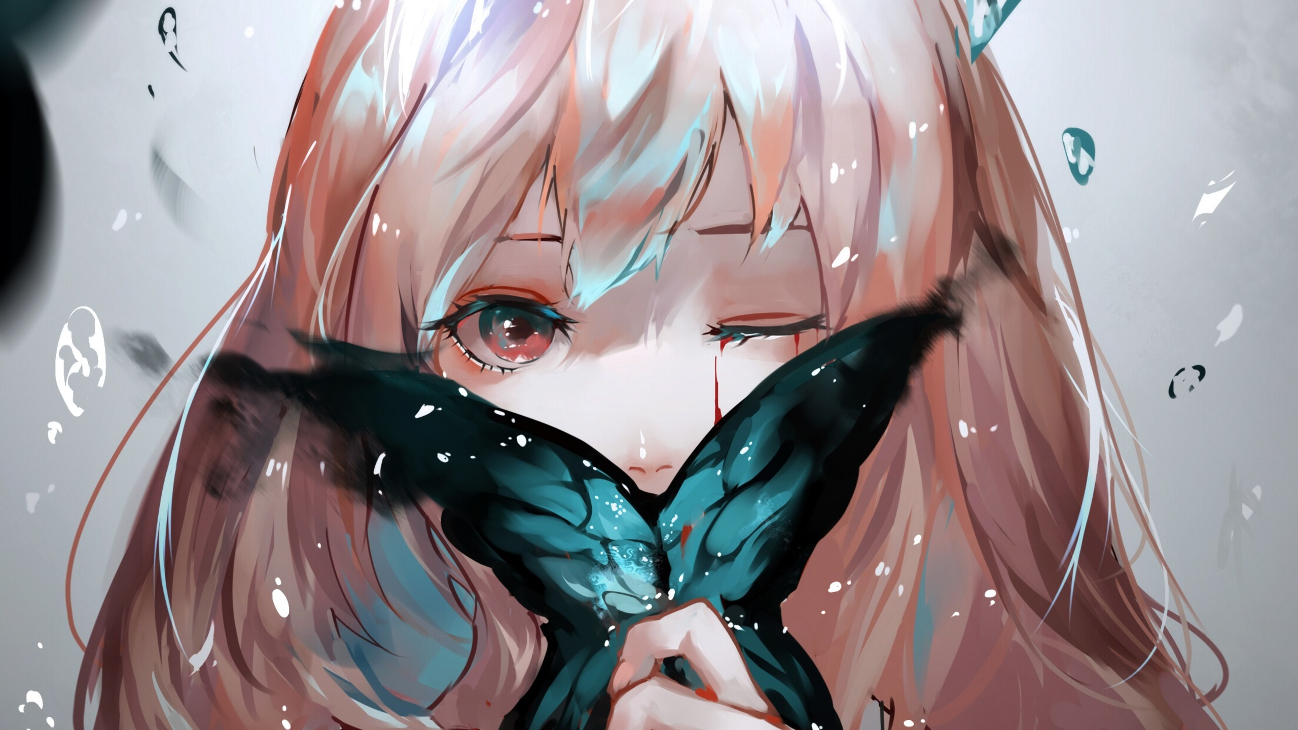 Обои аниме, Манга, рот, мультфильм, розовый в разрешении 2560x1440