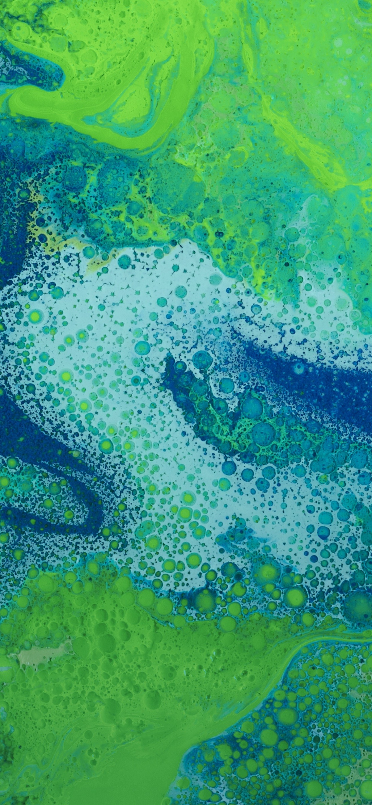 Обои зеленый, живопись, пейзаж, арт, акварельные краски в разрешении 1242x2688