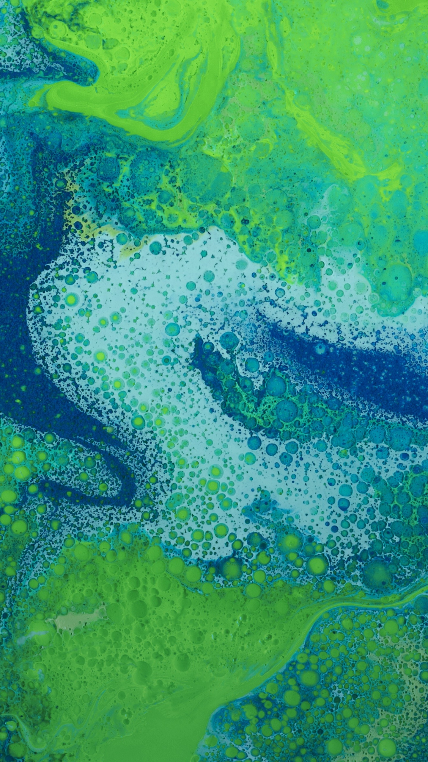 Обои зеленый, живопись, пейзаж, арт, акварельные краски в разрешении 1440x2560