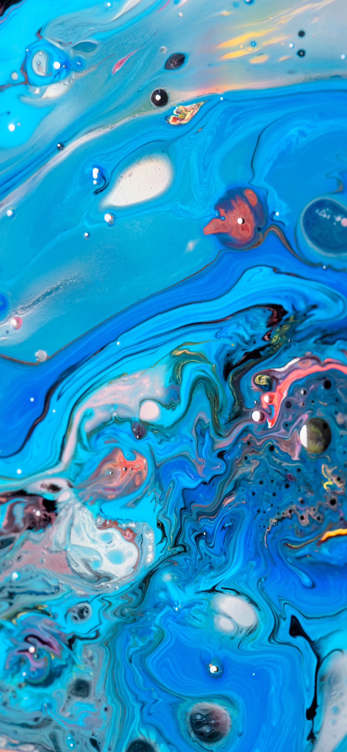 Обои яблоко, ios, жидкий, синий, лазурный в разрешении 1125x2436