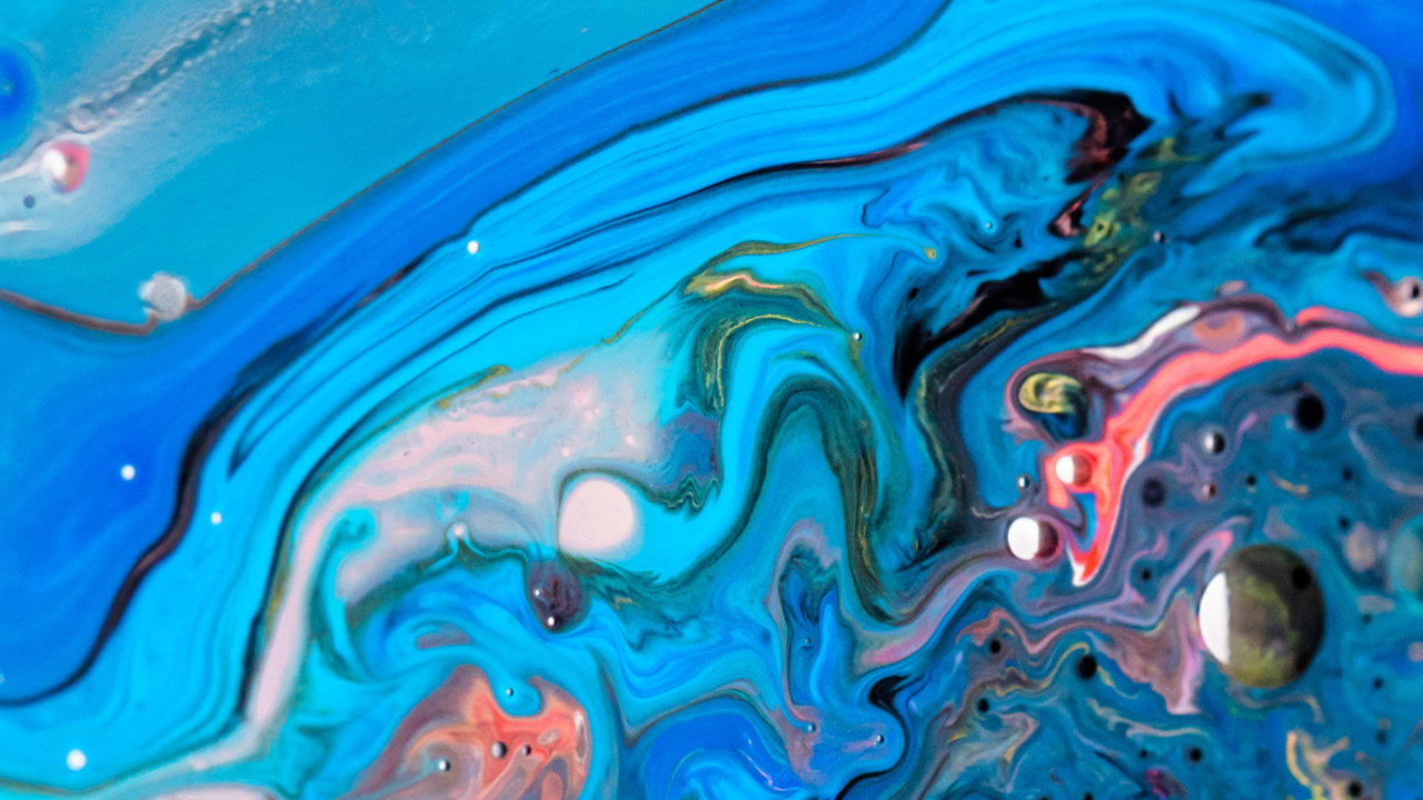 Обои яблоко, ios, жидкий, синий, лазурный в разрешении 1280x720