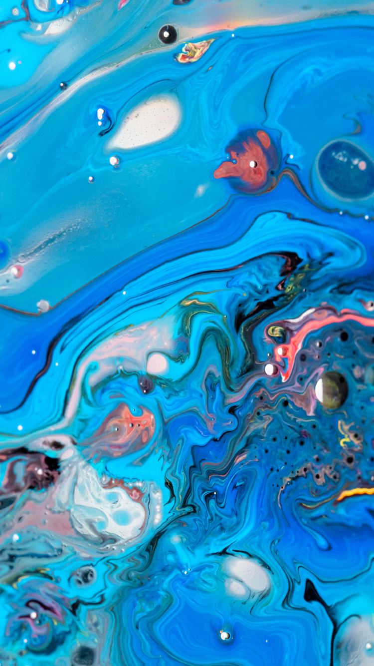 Обои яблоко, ios, жидкий, синий, лазурный в разрешении 750x1334