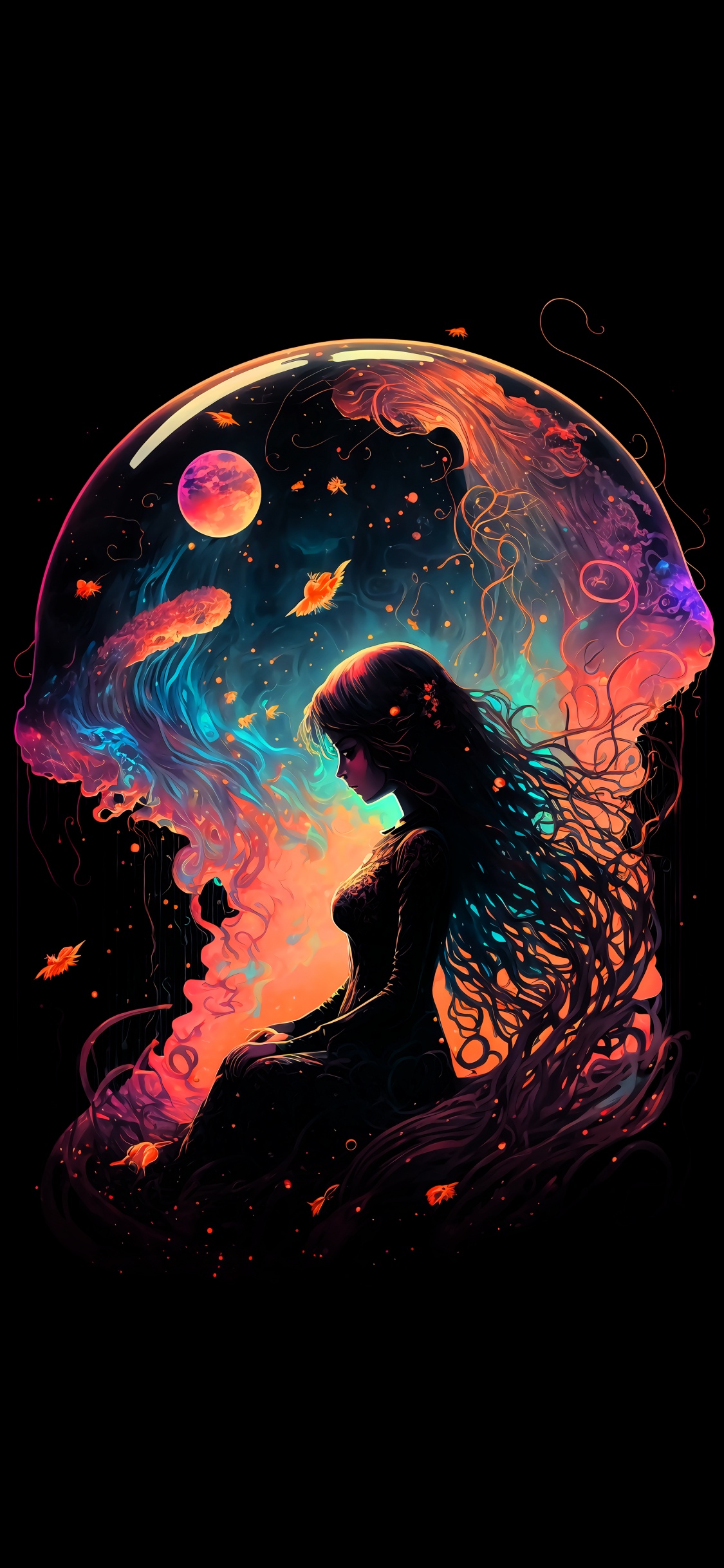 Обои темнота, Xiaomi Mi Mix 3, арт, газ, астрономический объект в разрешении 1125x2436