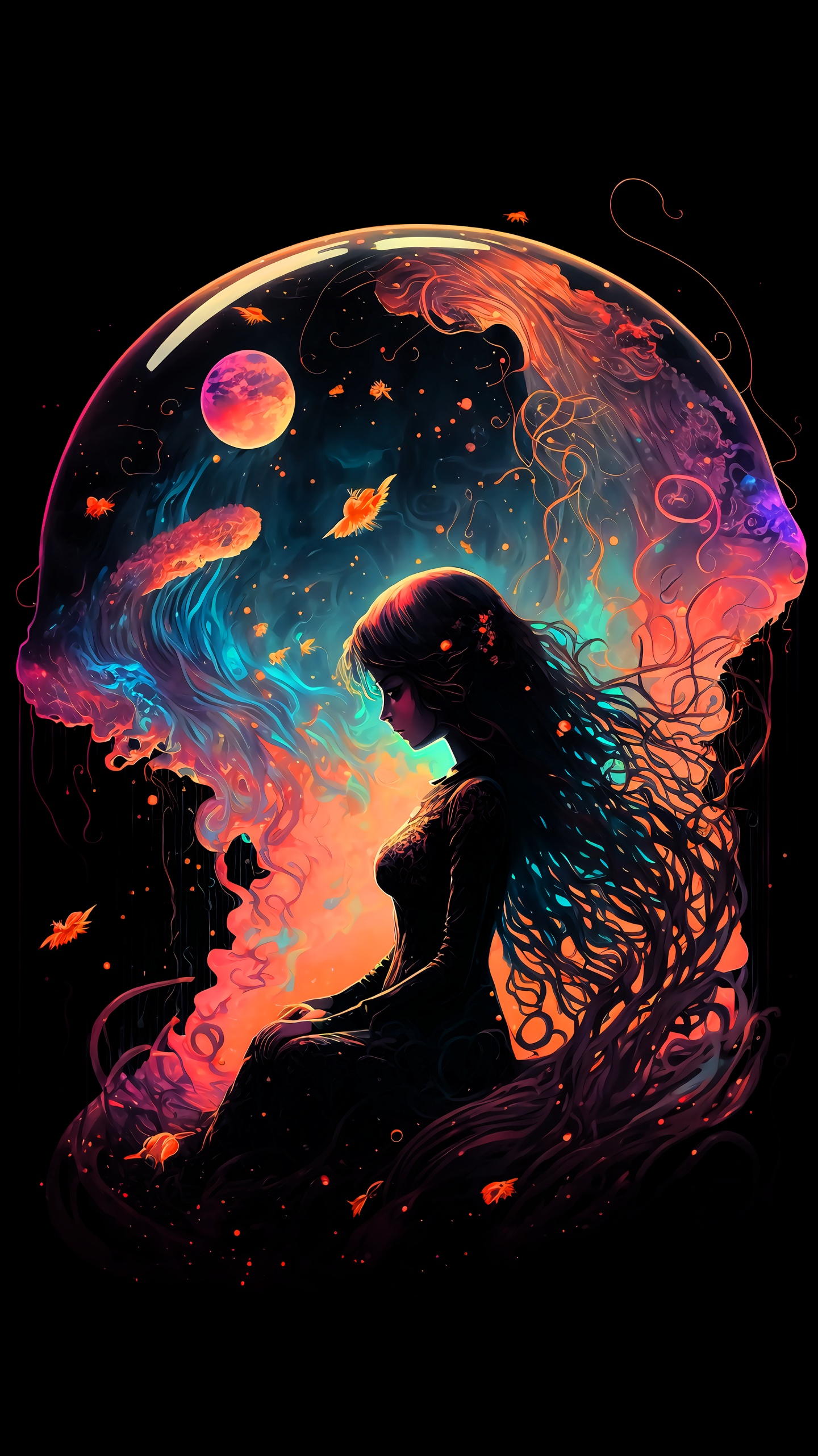 Обои темнота, Xiaomi Mi Mix 3, арт, газ, астрономический объект в разрешении 1440x2560