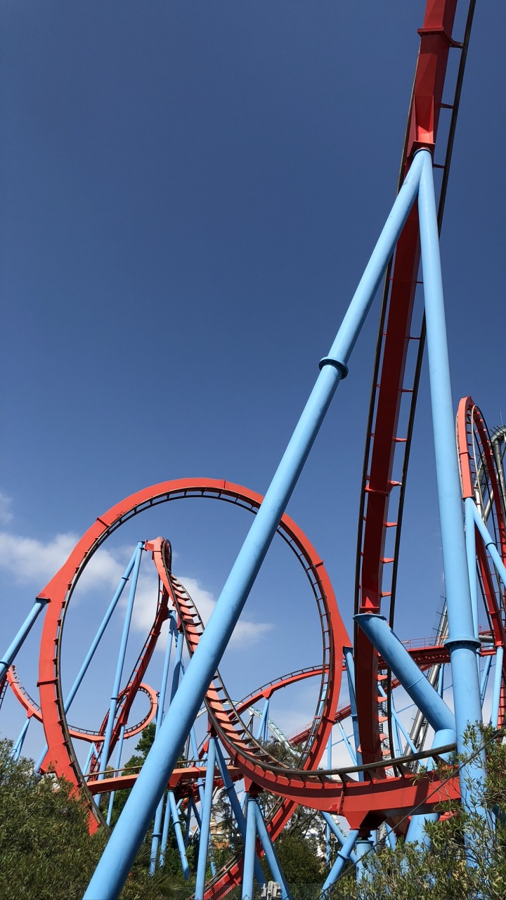Обои горки, достопримечательность, парк развлечений, природа, синий в разрешении 720x1280