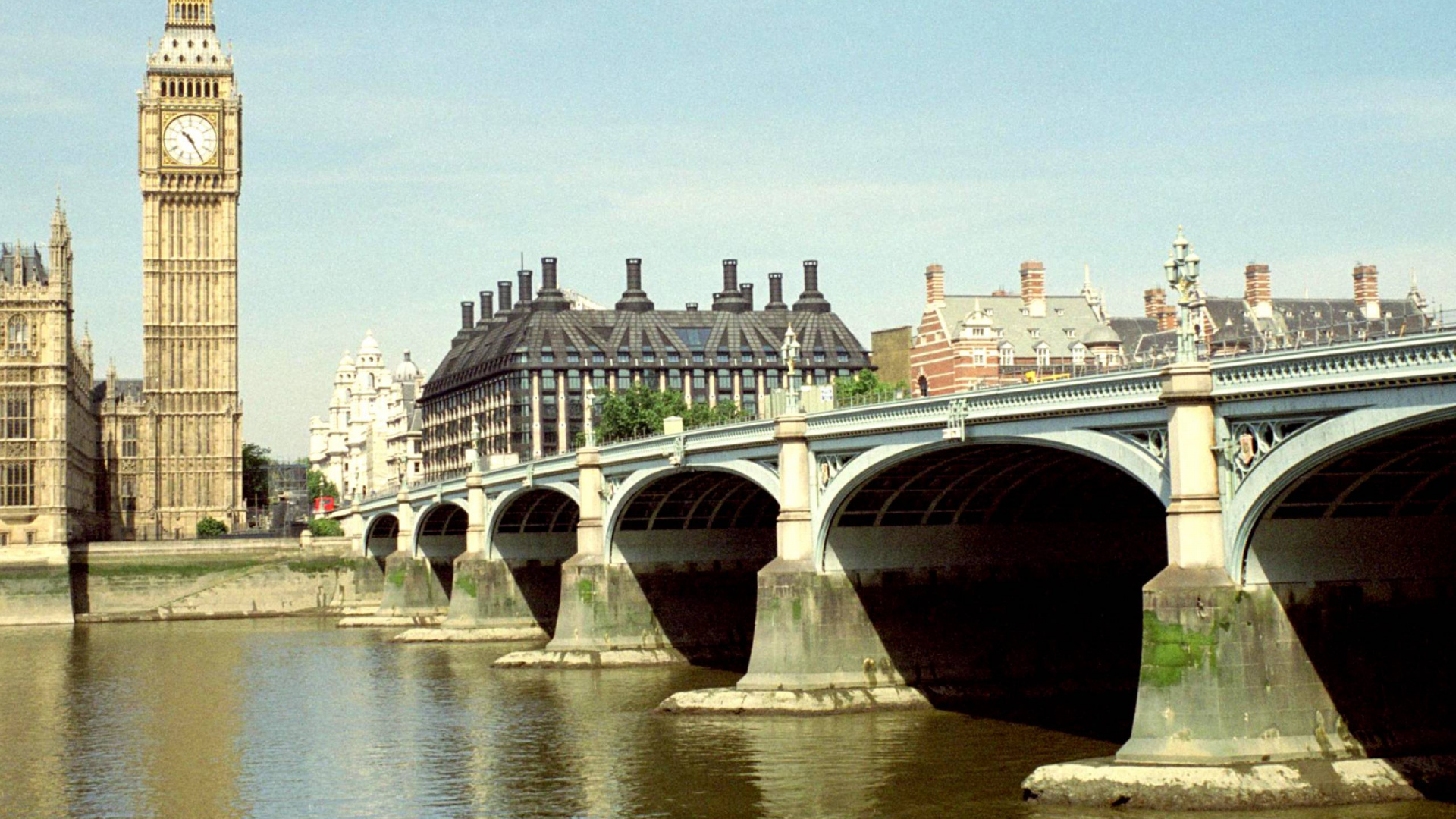 Обои здание парламента, вестминстерский дворец, Биг Бен, ориентир, мост в разрешении 1920x1080