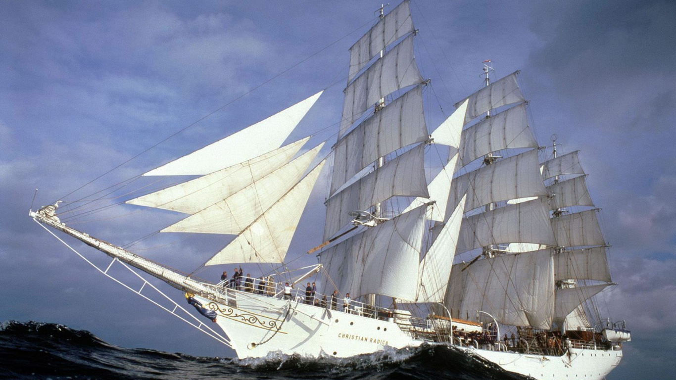 Обои Кристиан Радич, корабль, парусник, высокий корабль, баркентины в разрешении 1366x768