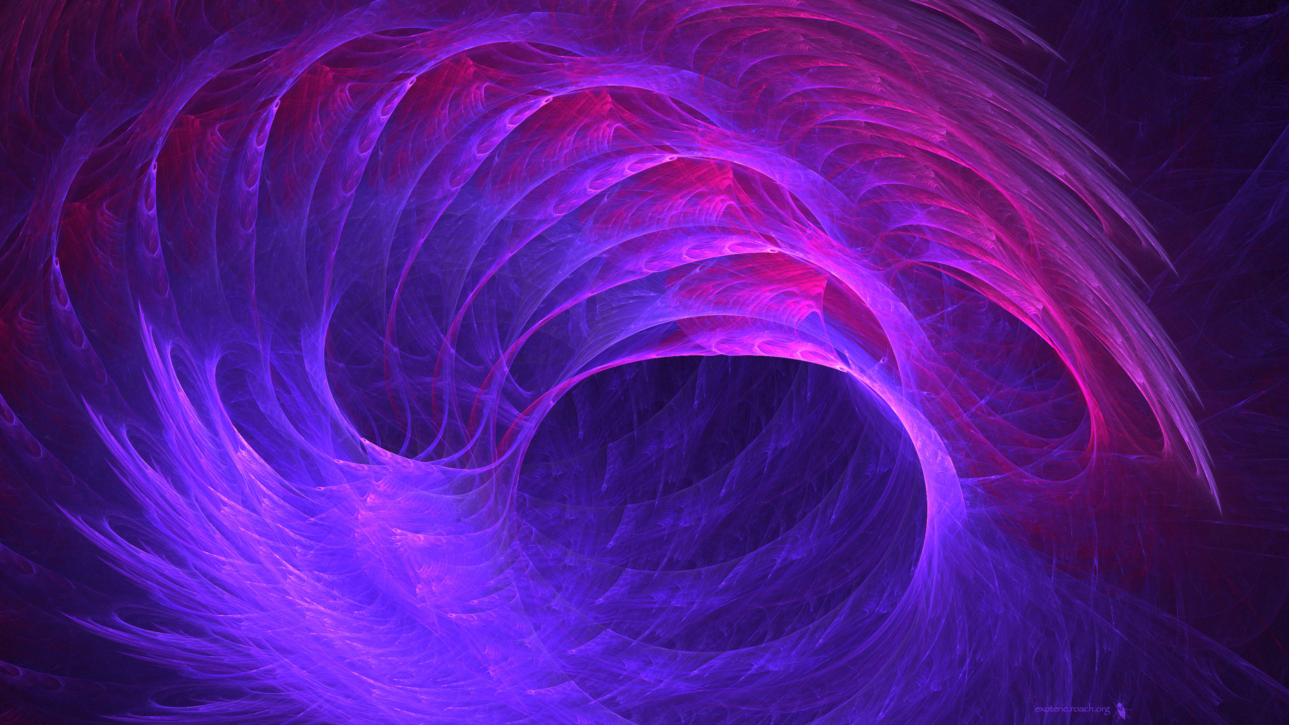 Обои пурпур, Фиолетовый, свет, фрактальное искусство, вихрь в разрешении 2560x1440