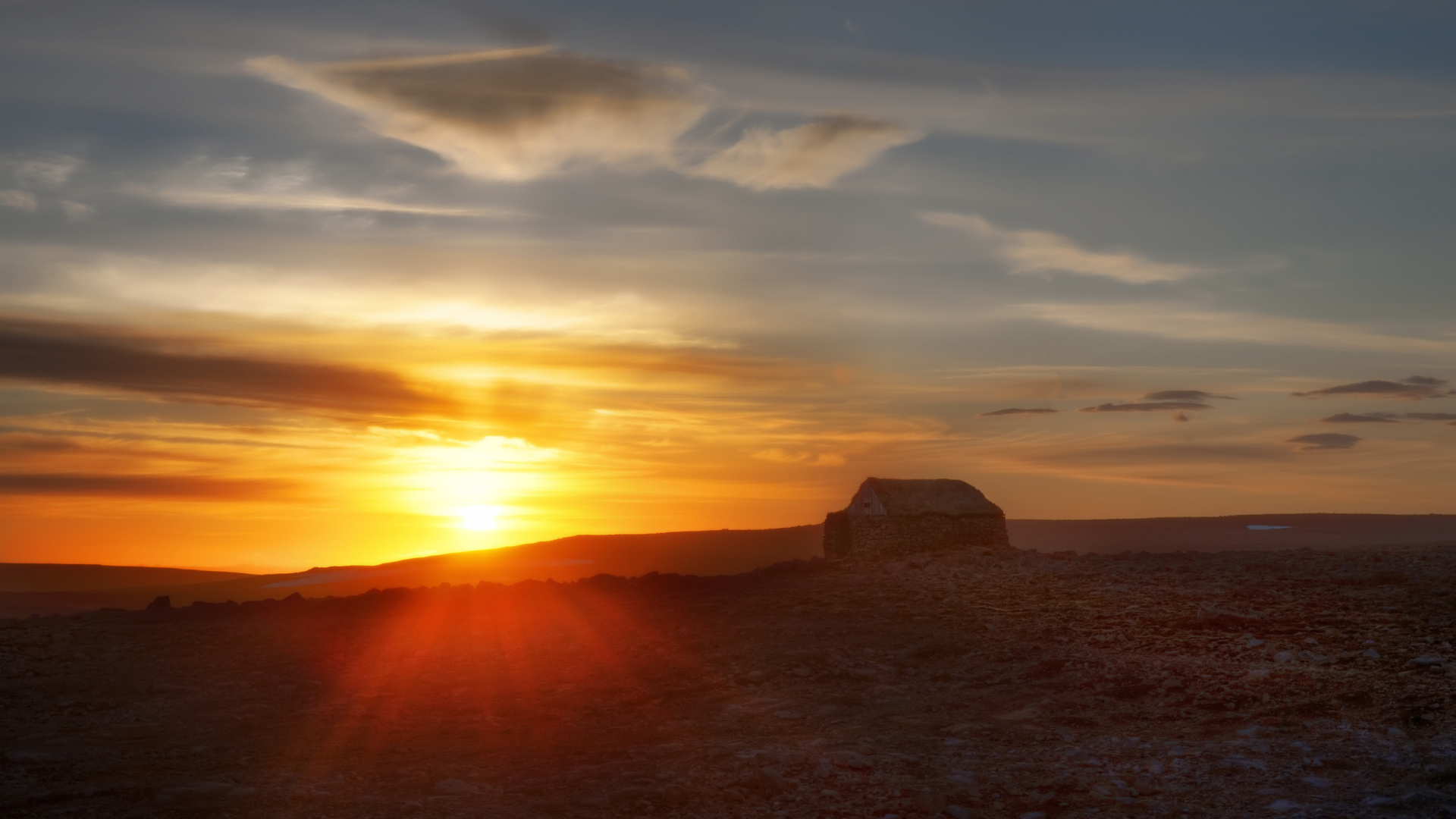 Обои закат, горизонт, восход солнца, облако, утро в разрешении 1920x1080