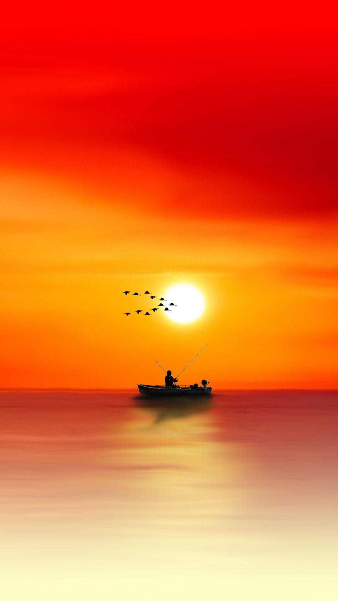 Обои закат, горизонт, послесвечение, восход солнца, спокойный в разрешении 1080x1920