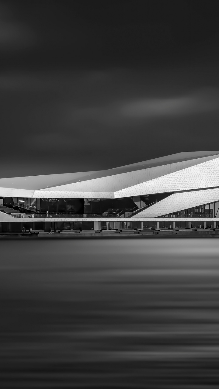 Обои небо, архитектура, самолет, авиакомпания, монохромный в разрешении 720x1280