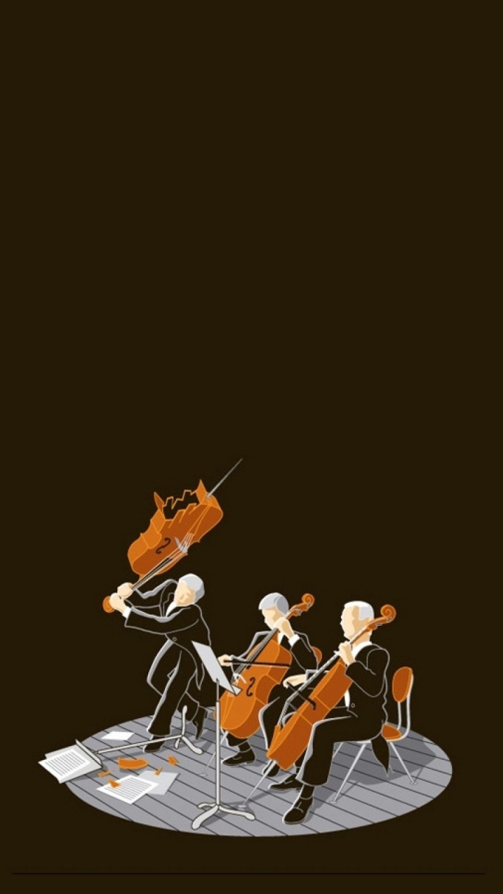 Обои оркестр, музыкант, скрипка, виолончель, гитара в разрешении 720x1280