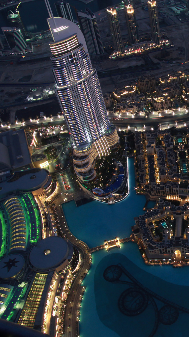 Обои Бурдж Халифа, Фонтан Дубай, Дубай Молл, город, метрополия в разрешении 750x1334
