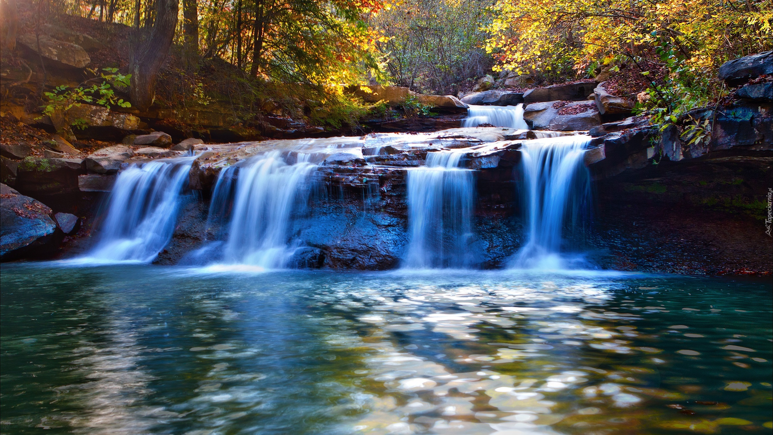 Обои водопад, водоем, гидроресурсы, природа, вода в разрешении 2560x1440