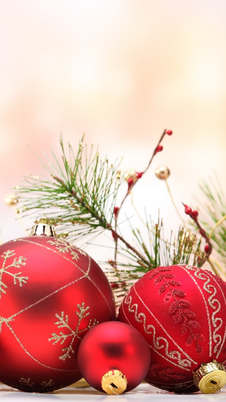 Обои Рождественский день, праздник, Рождественские украшения, рождественский орнамент, Санта-Клаус в разрешении 720x1280