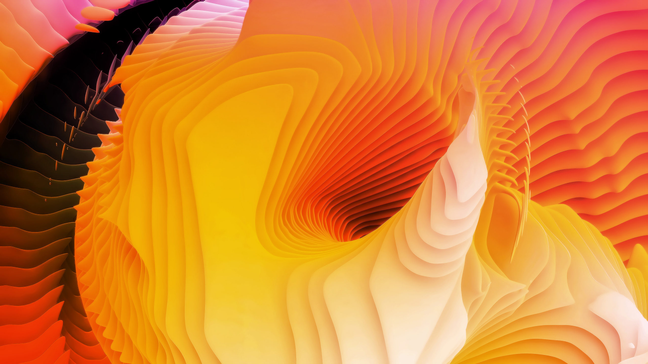 Обои минимализм, абстрактное искусство, Апельсин, желтый, фрактальное искусство в разрешении 2560x1440