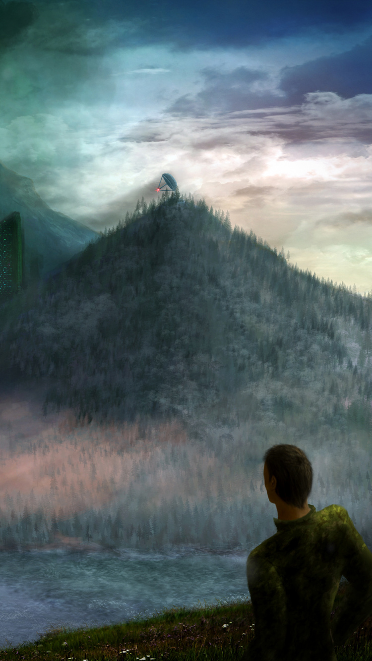 Обои живопись, фэнтези, природа, атмосфера, пейзаж в разрешении 750x1334